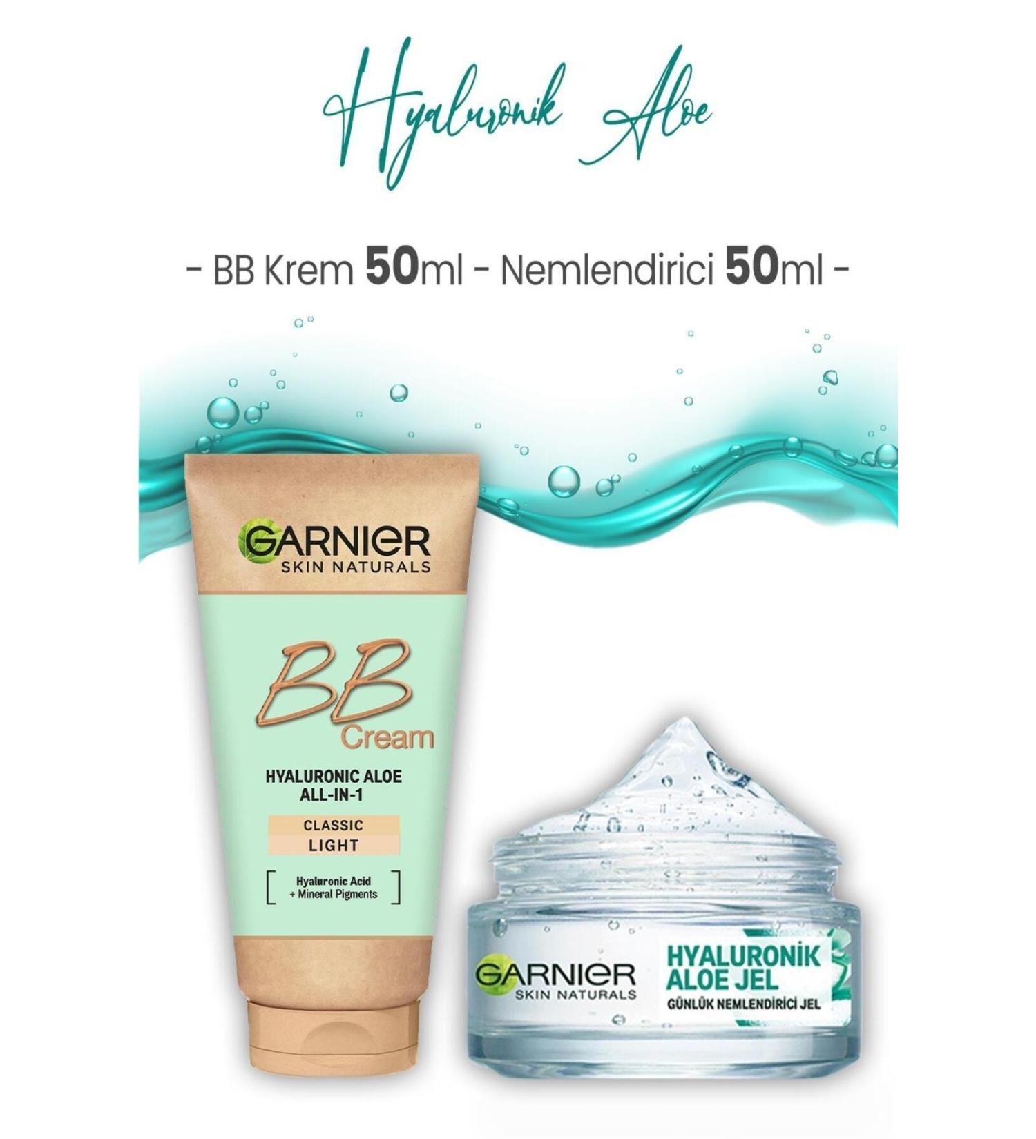Garnier Daily Moisturizer Hyaluronic Aloe Gel 50 ml and BB Cream Light Tone 50 ml