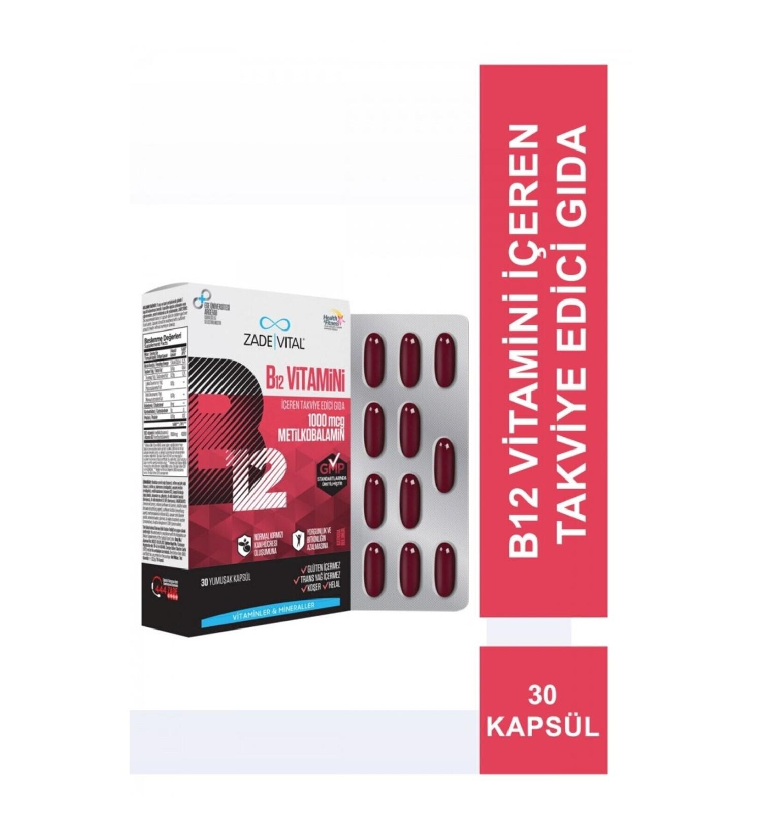 Zade Vital Vitamin B12 30 Capsules 2 Pieces