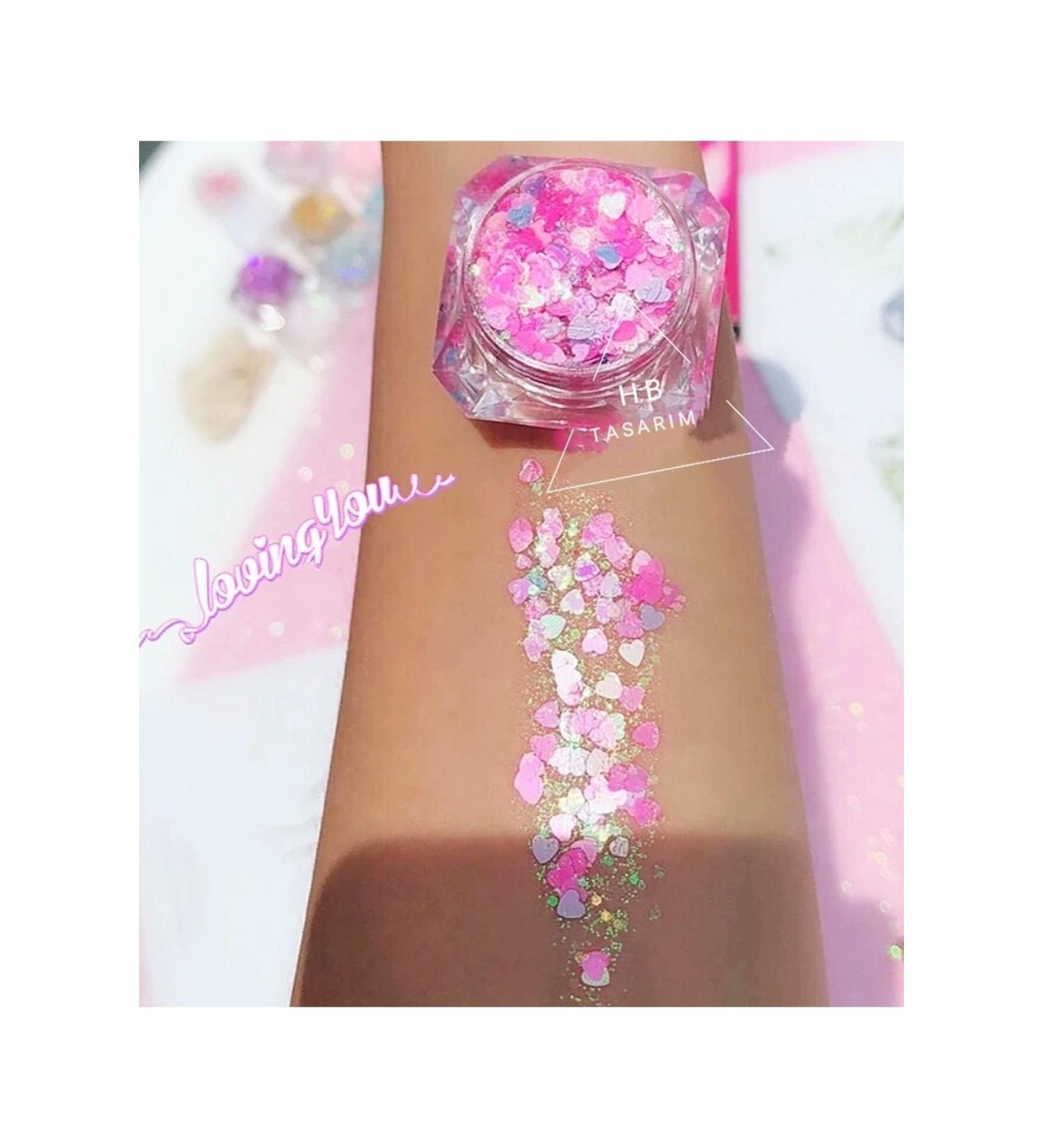 hbtasarim Glitter Gel Heart Eyeshadow Glitter Creamy Face and Body Glitter