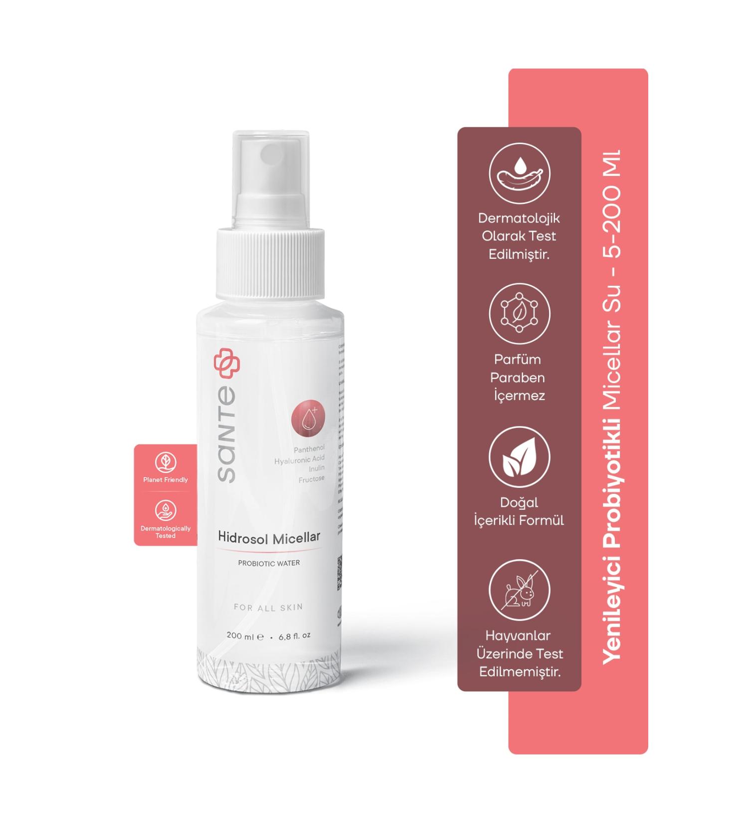 SantePlus Sante Plus Hydrosol Micellar Probiotic Facial Cleansing Water 200 Ml - Buy Online on GoSupps.com