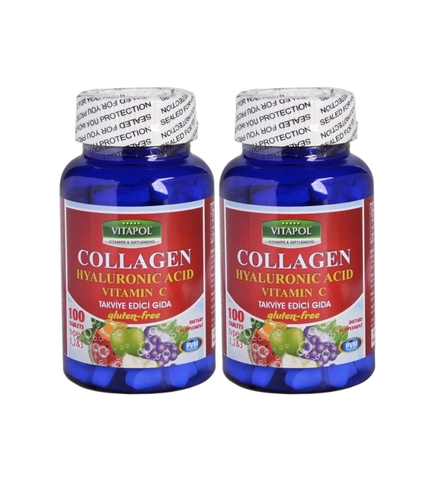 Vitapol Hydrolyzed Collagen Hyaluronic Acid Vitamin C 2x100 Tablets Hydrolyzed Collagen Hyaluronic Acid