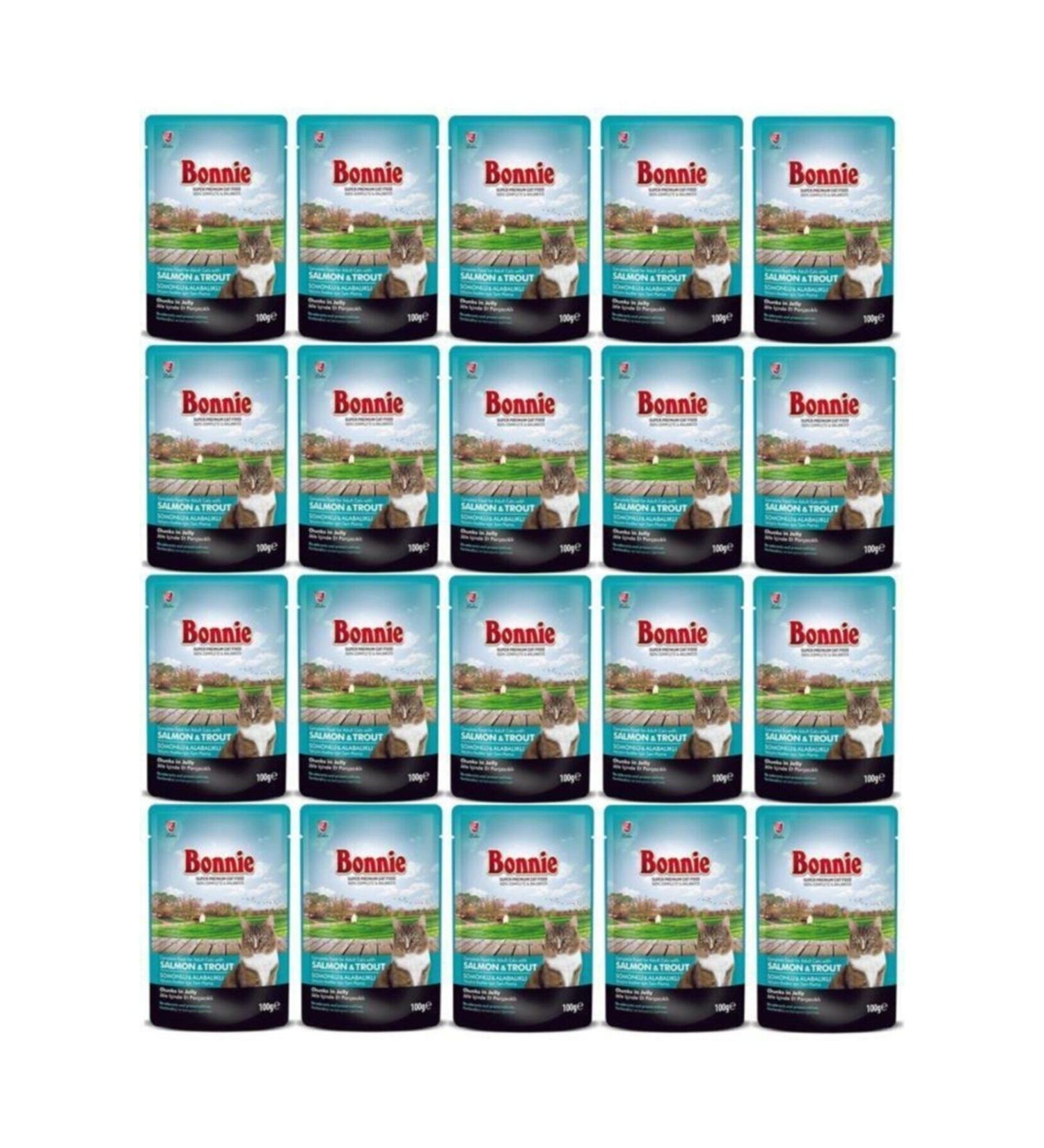 Bonnie Salmon Trout Pouch Jelly Cat Canned Food 85 gr 20 Pieces