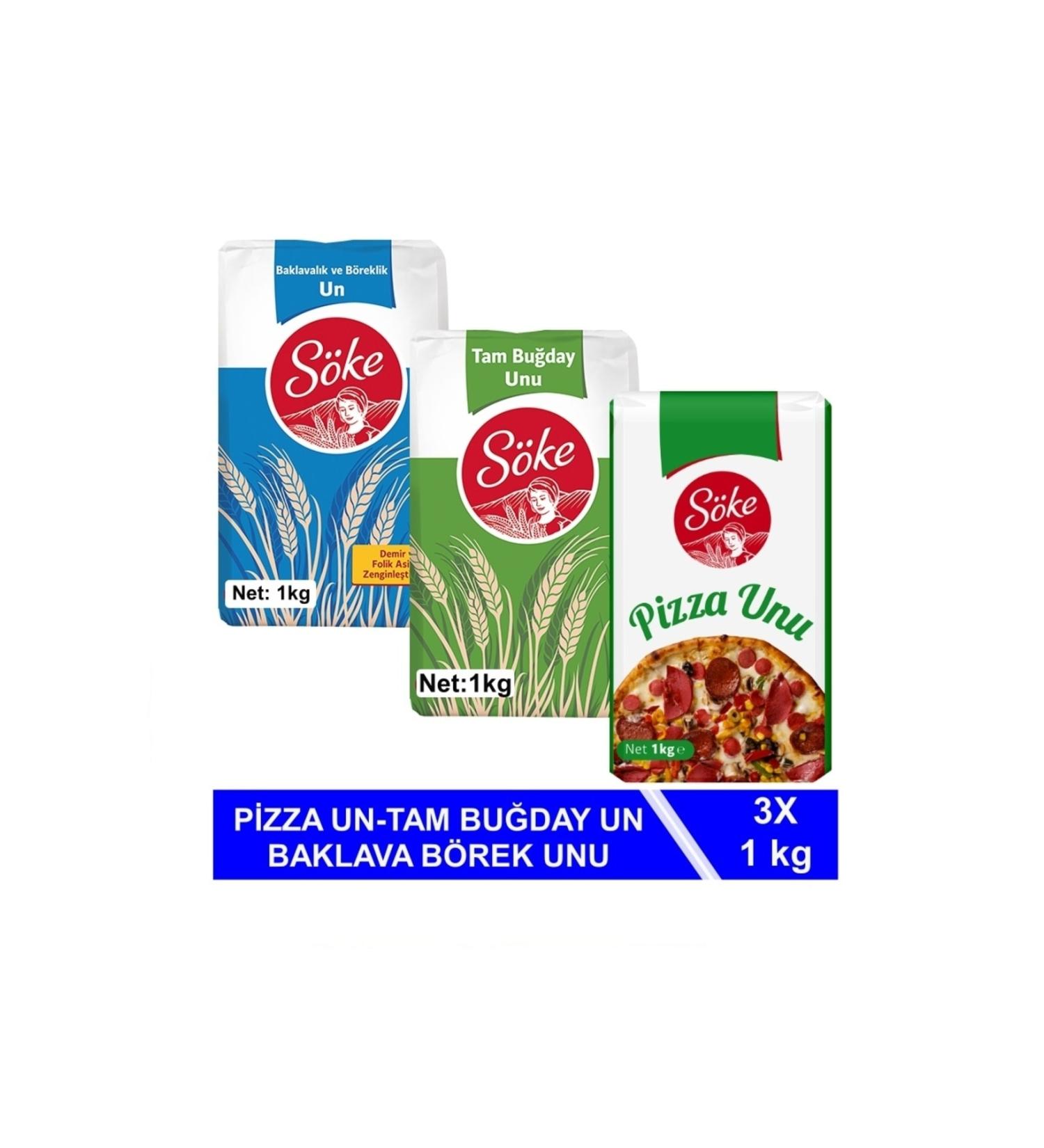 S ke Pizza Flour 1 kg Whole Wheat Flour 1 kg Baklava Pastry Flour 1 kg Set of 3