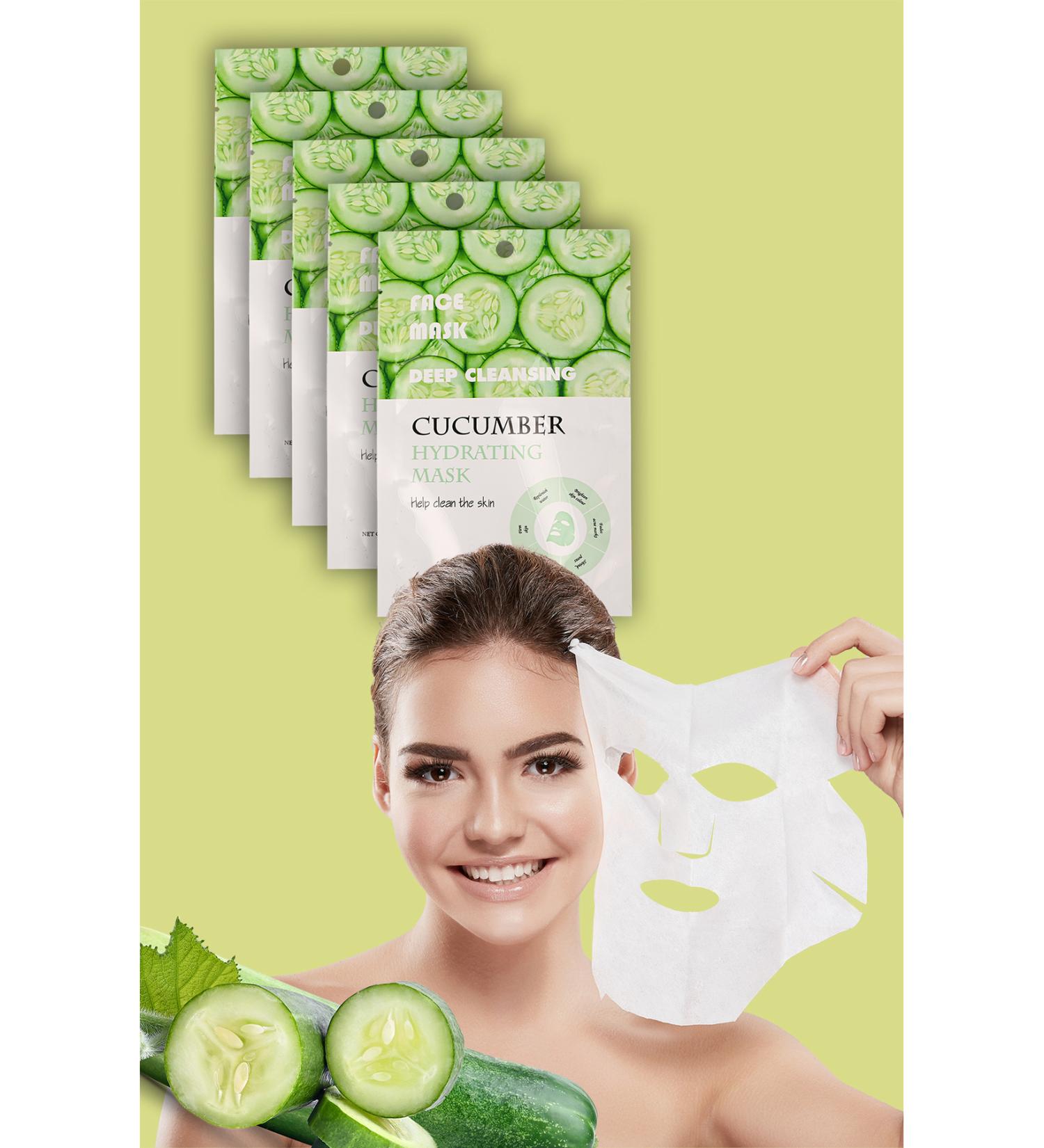 Uniquem 5 Pieces Cucumber Extract Moisturizing Face Care Mask Cucumber Face Mask XLM359 - Buy Online on GoSupps.com
