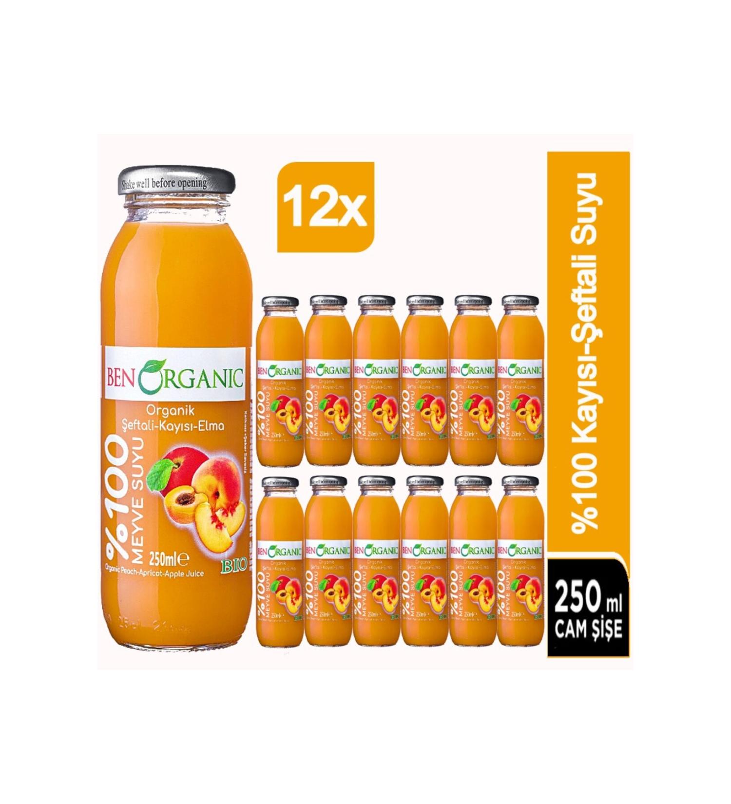 Benorganic Organic Peach Apricot Apple Juice 12x250ml
