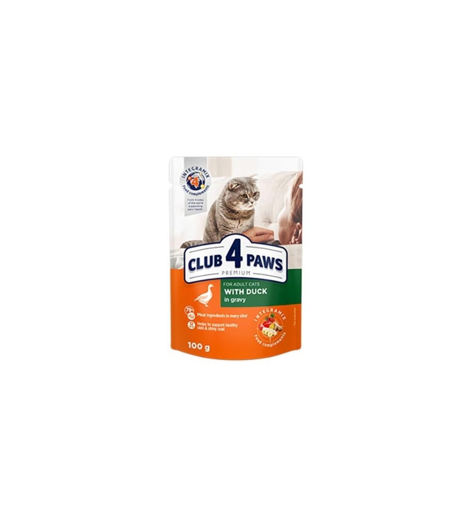 Club4Paws C6441-Club4Paws Duck Premium Pouch Cat Food 100Gr