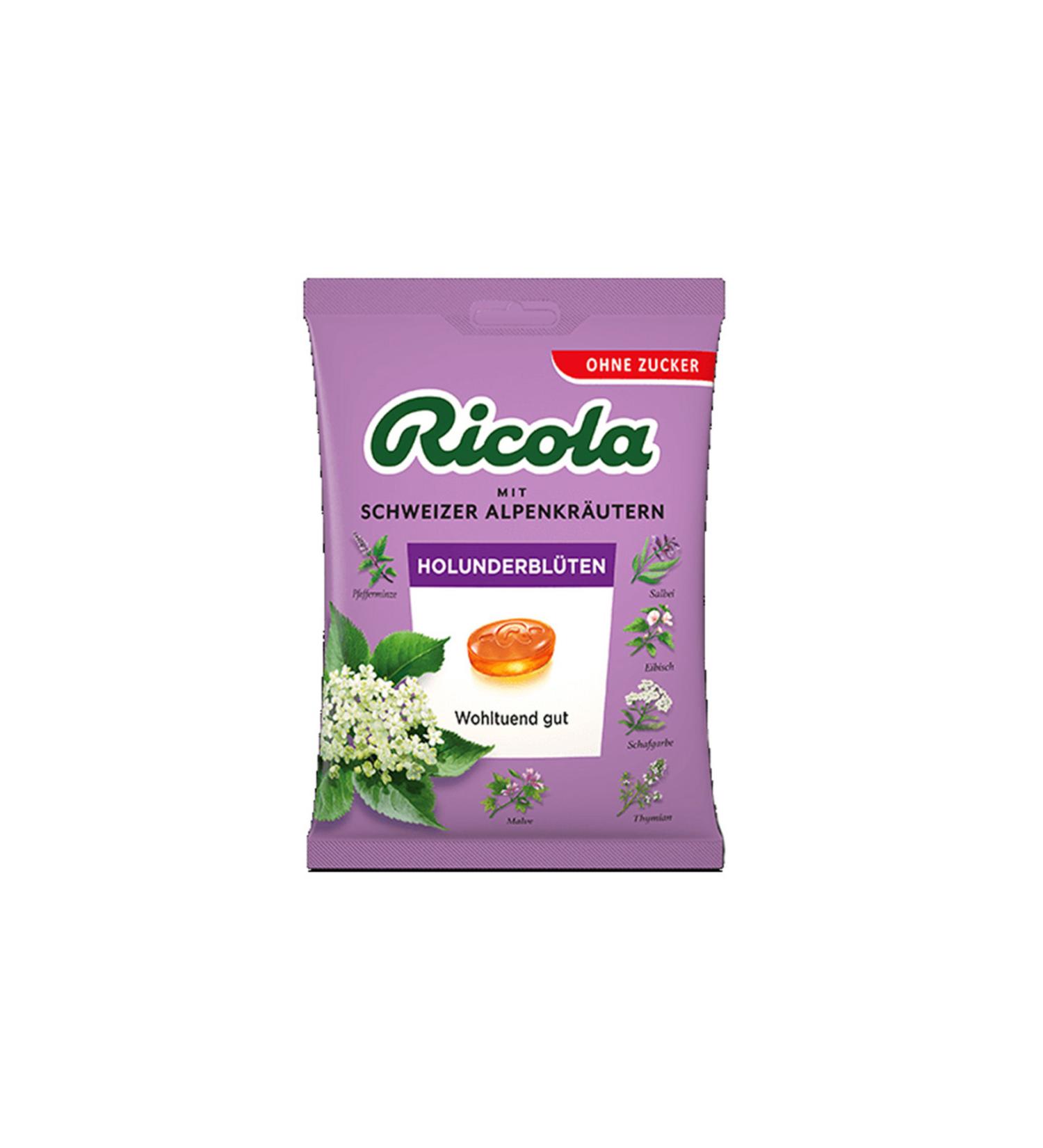 Ricola HOLUNDERBL TEN Elderflower Pastille NO ADDED SUGAR - Buy Online on GoSupps.com