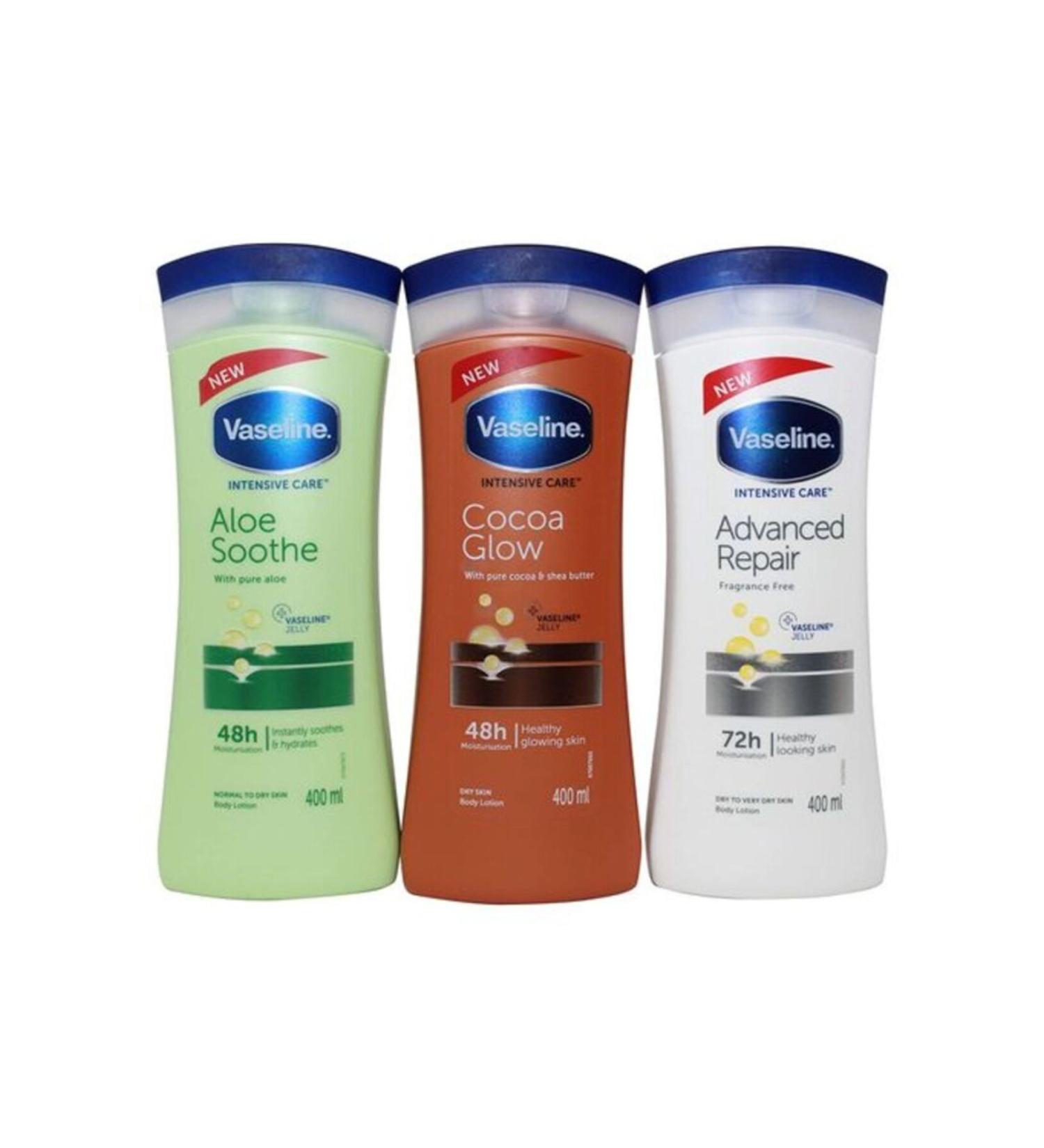 Vaseline Intensive Care Advanced Repair + Cocoa Cocoa Glow +Aloe Soothe - Buy Online on GoSupps.com