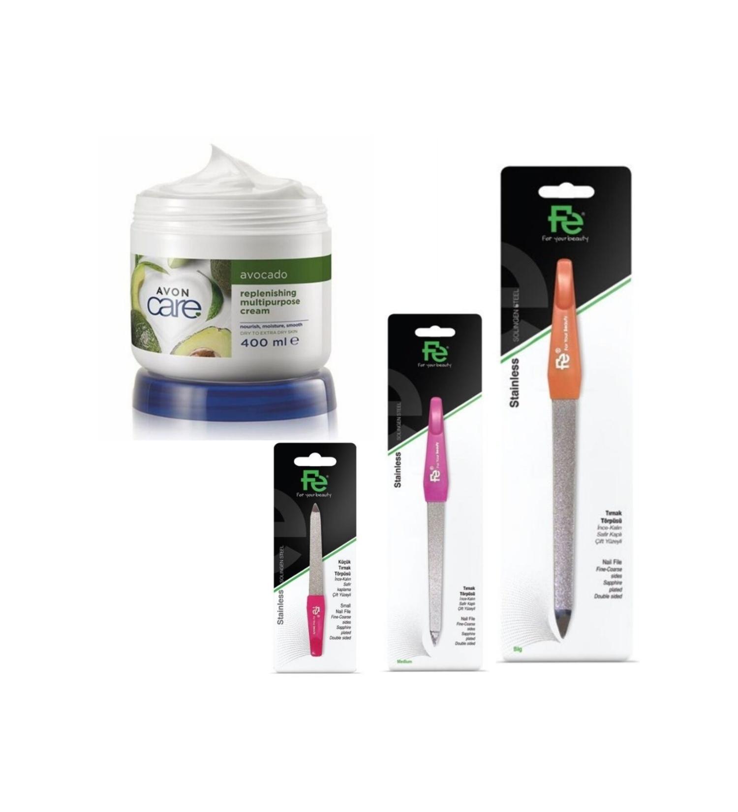 Avon Avocado Extract Multi-Purpose Cream 400 ml - Nail File Set - Large Medium Small