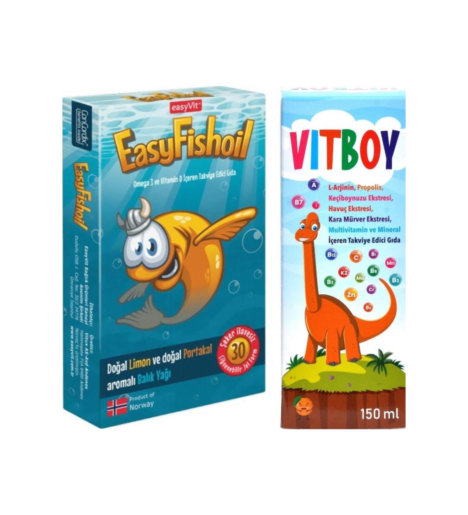 Easy Fishoil 30 Chewable Tablets-Vitboy Appetite Increasing Height Increasing Supplementary Food 150 ml - Buy Online on GoSupps.com