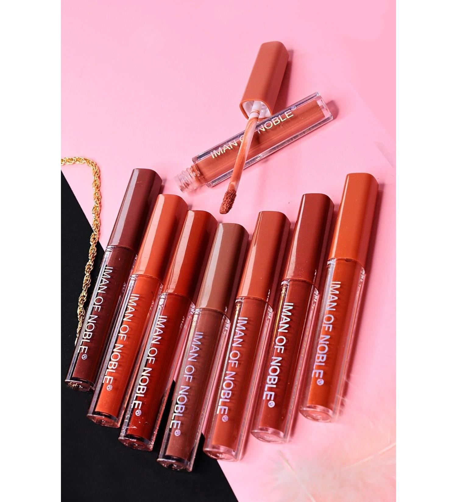 IMAN OF NOBLE 8-pack Square Packaging Earth Tone Liquid Lipstick - Buy Online on GoSupps.com