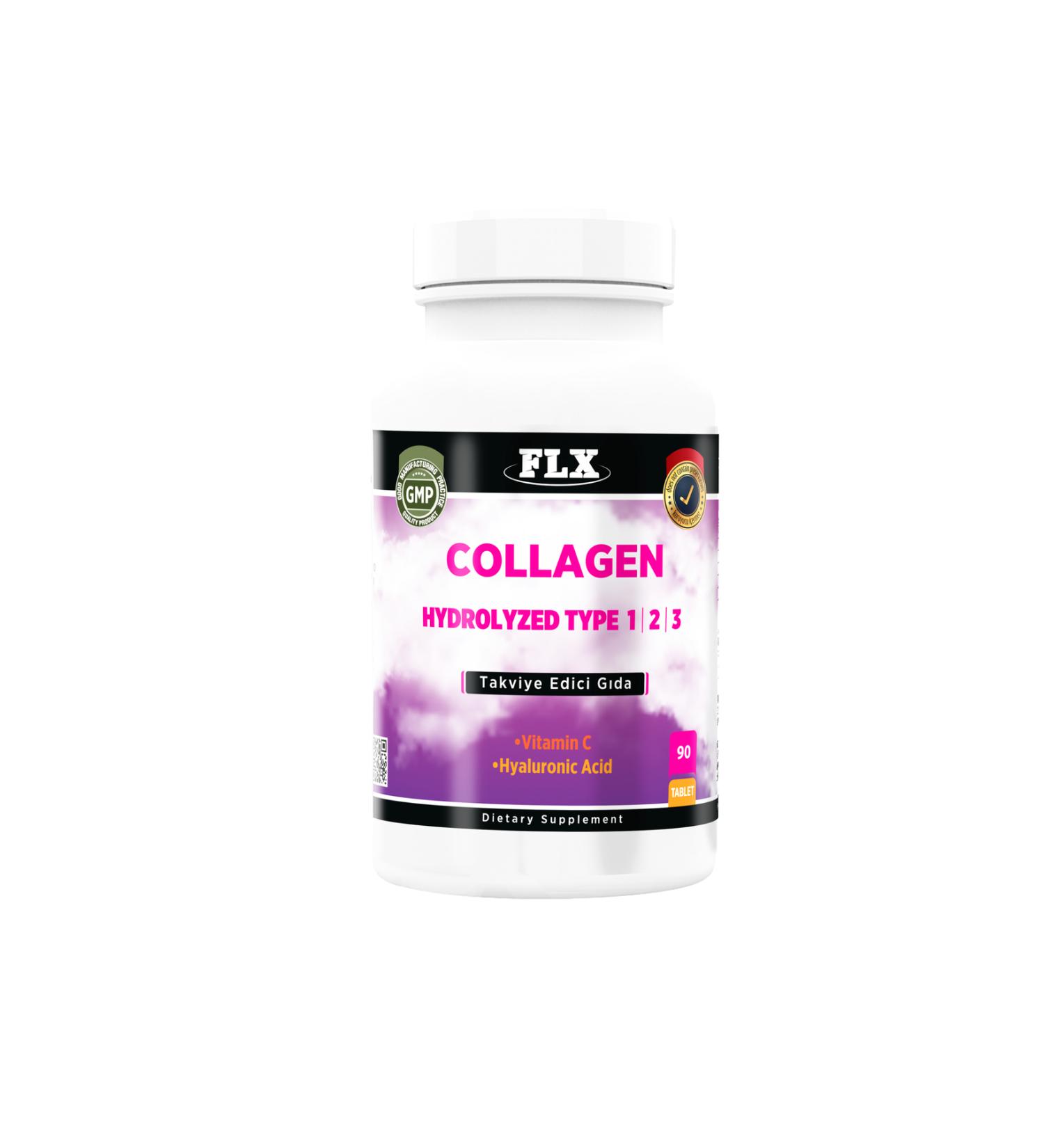 Flx Vitamin Collagen Collagen Type-1-2-3 Hyoluronic Acid Vitamin C 90 Tablets