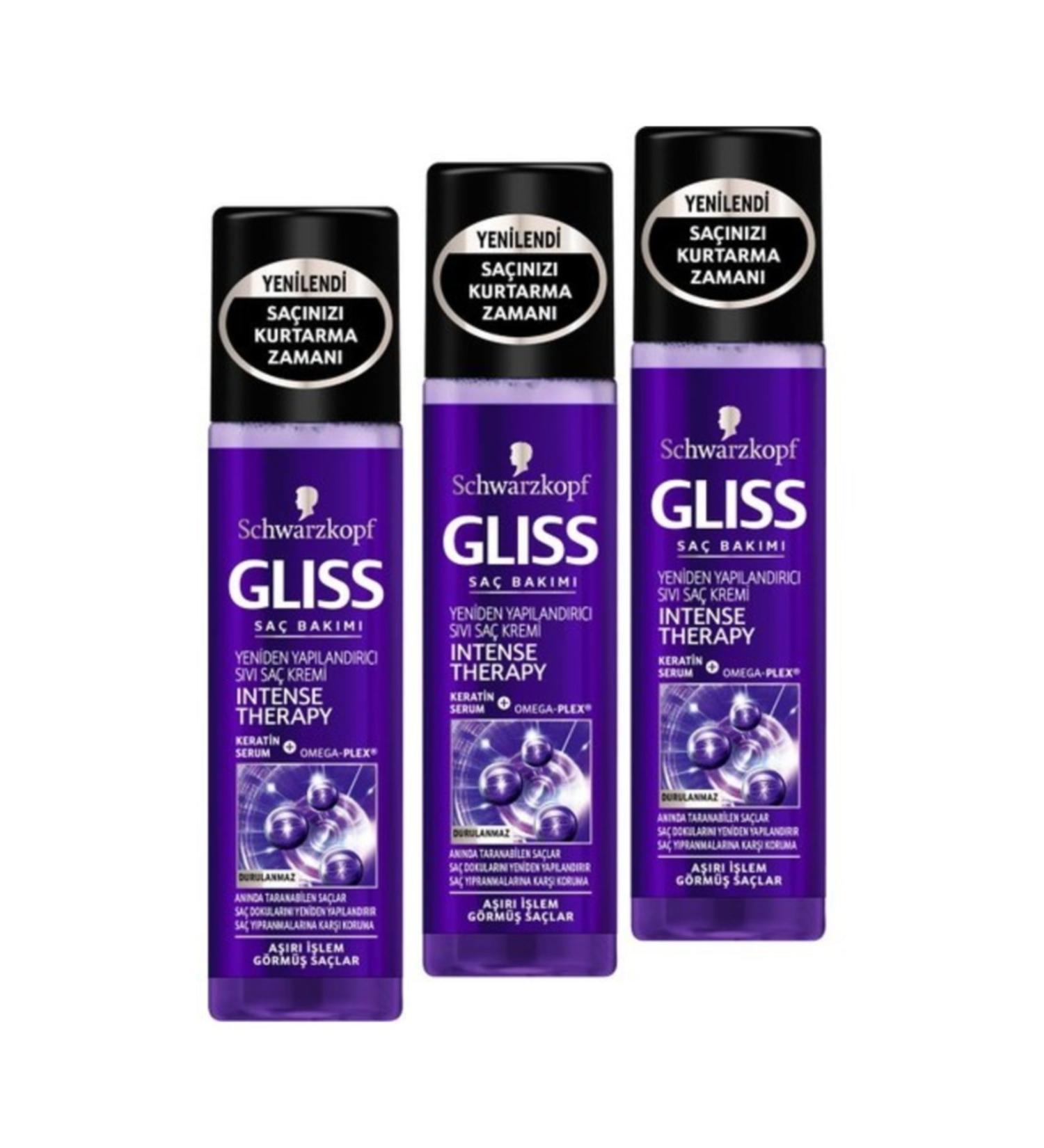 Gliss 200 ml Intense Therapy Liquid Conditioner x 3 Pieces