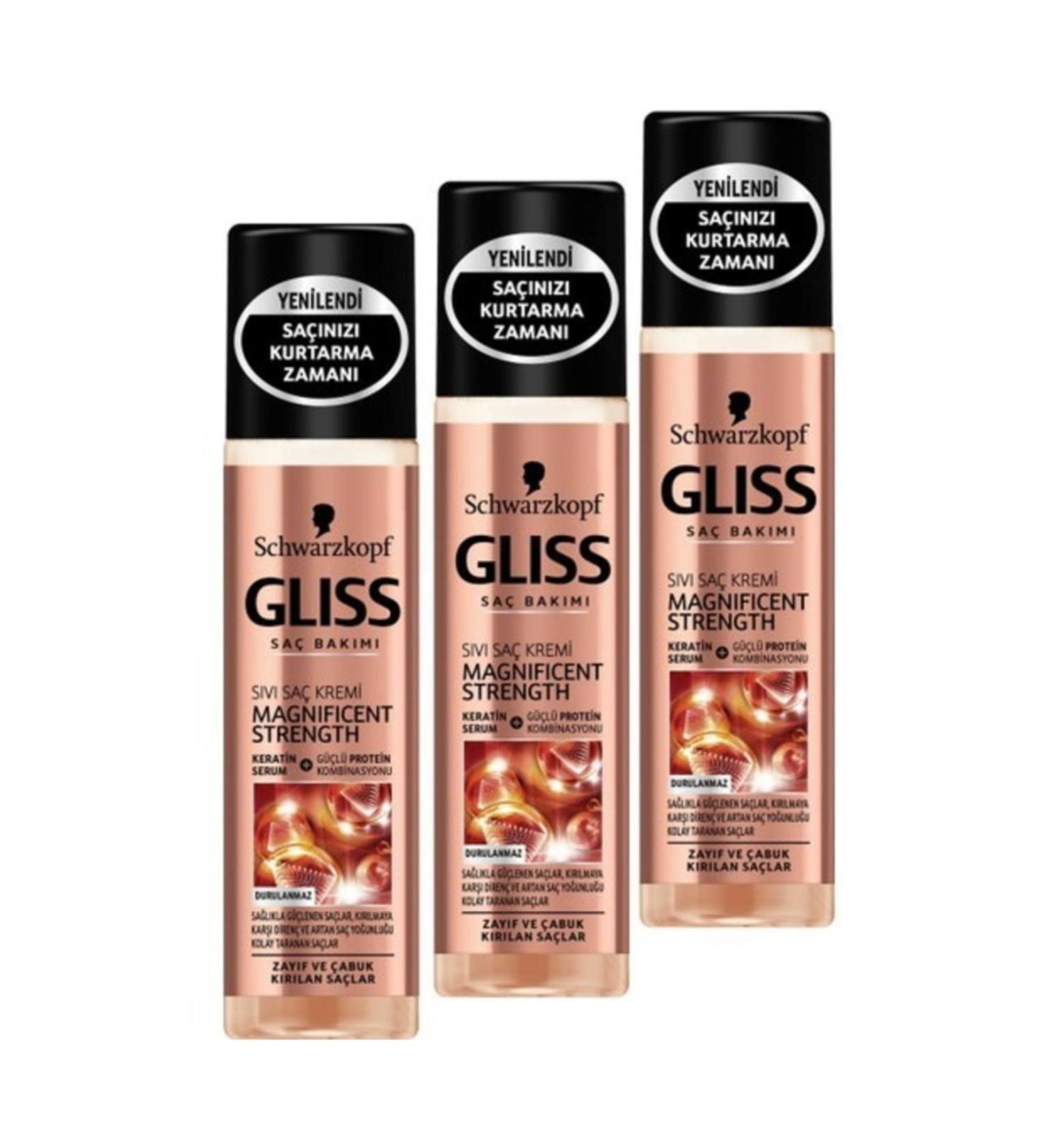 Gliss 200 ml Magnificent Strength Liquid Hair Conditioner x 3 Pcs