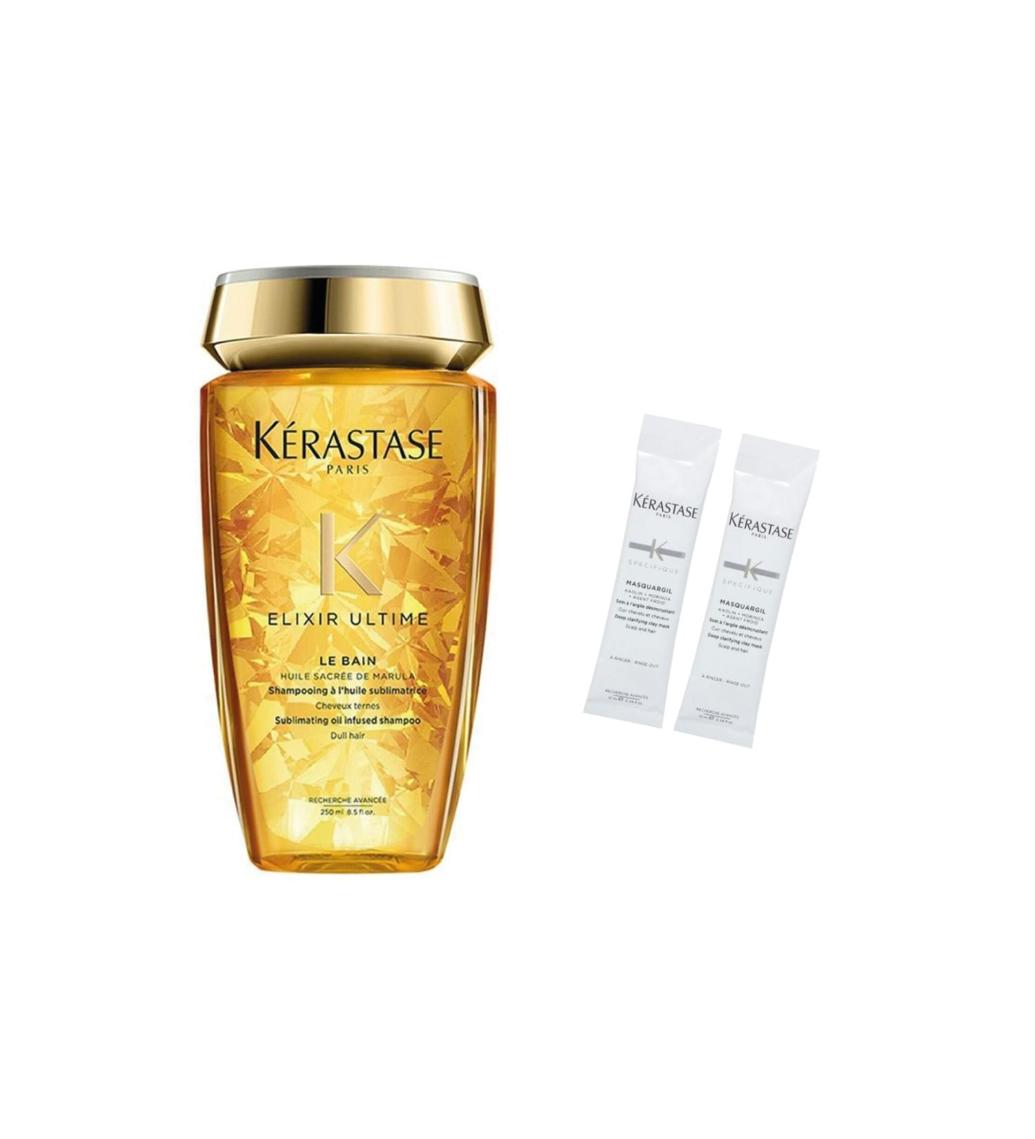 Kerastase Elixir Ultime Shine Shampoo - Le Bain 250 ml + Pre-Bath Clay Mask 2 x 10 ml