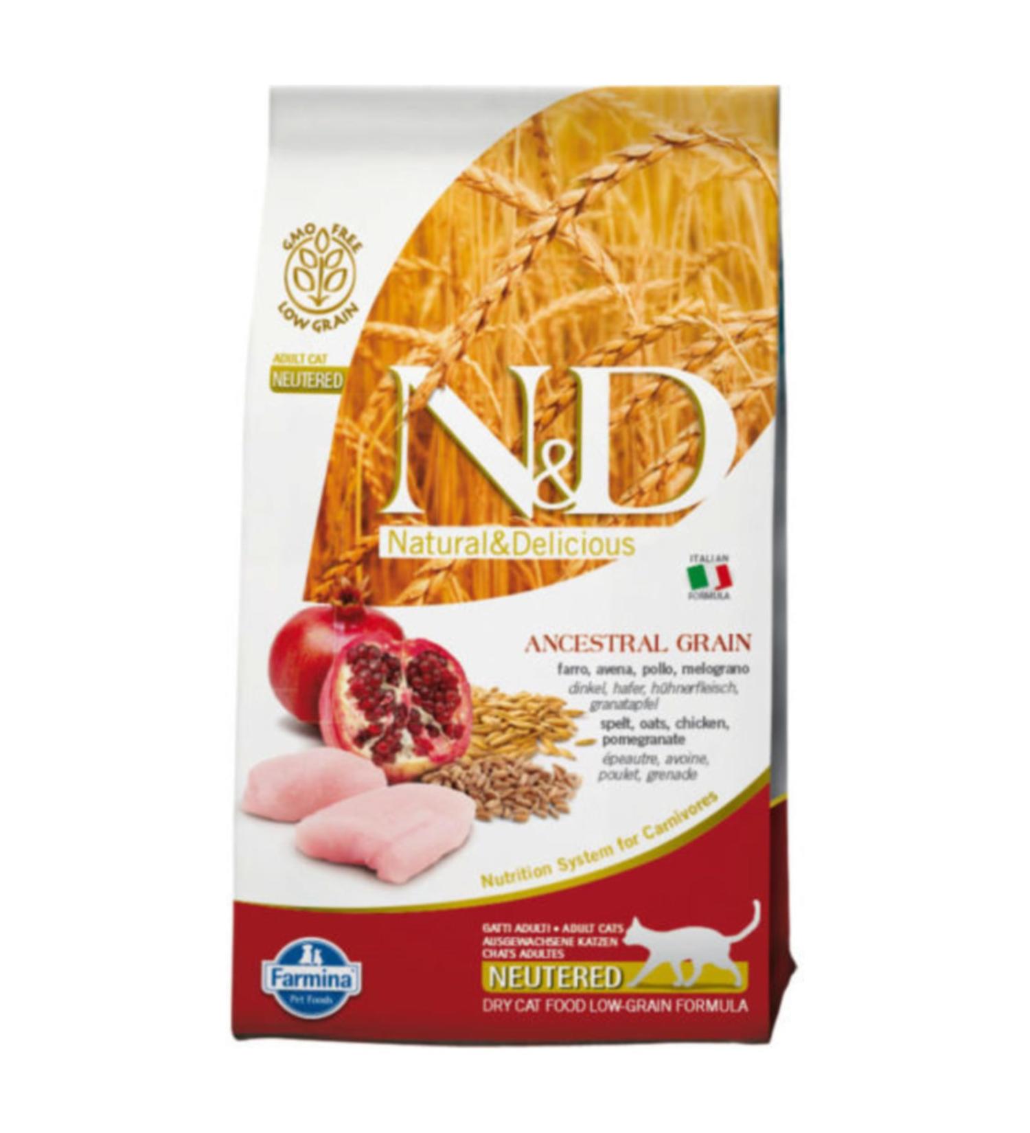N & D Low Grain Sterilized Chicken & Pomegranate Cat Food 1.5kg