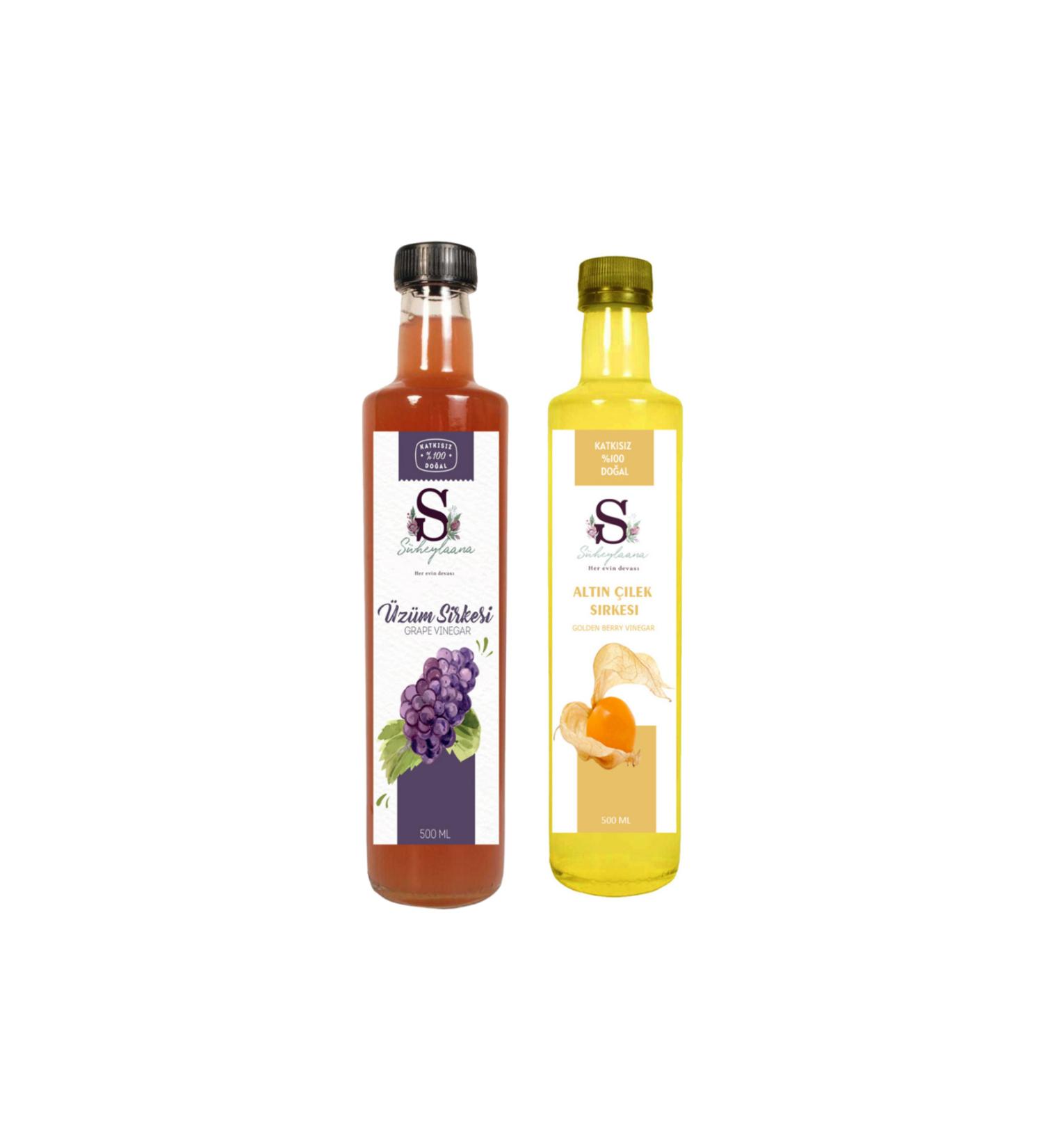 S heylaana Natural Black Grape Vinegar 500 Ml - Natural Golden Strawberry Vinegar 500 Ml