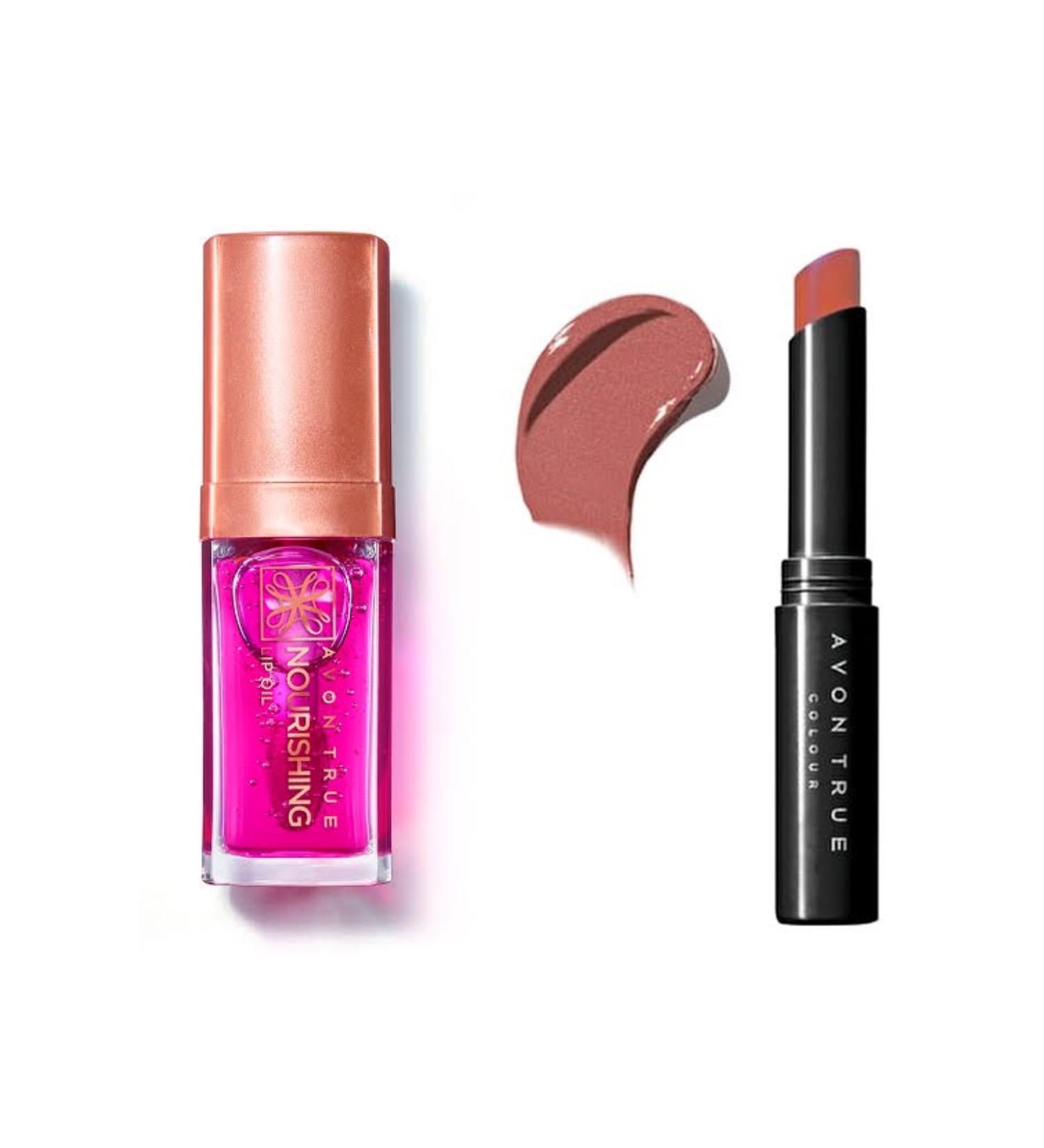 Avon True Nourishing Lip Oil 7 ml Blossom and Avon Ultra Beauty Lipstick Stylo Totally Twing set of 2 - Buy Online on GoSupps.com