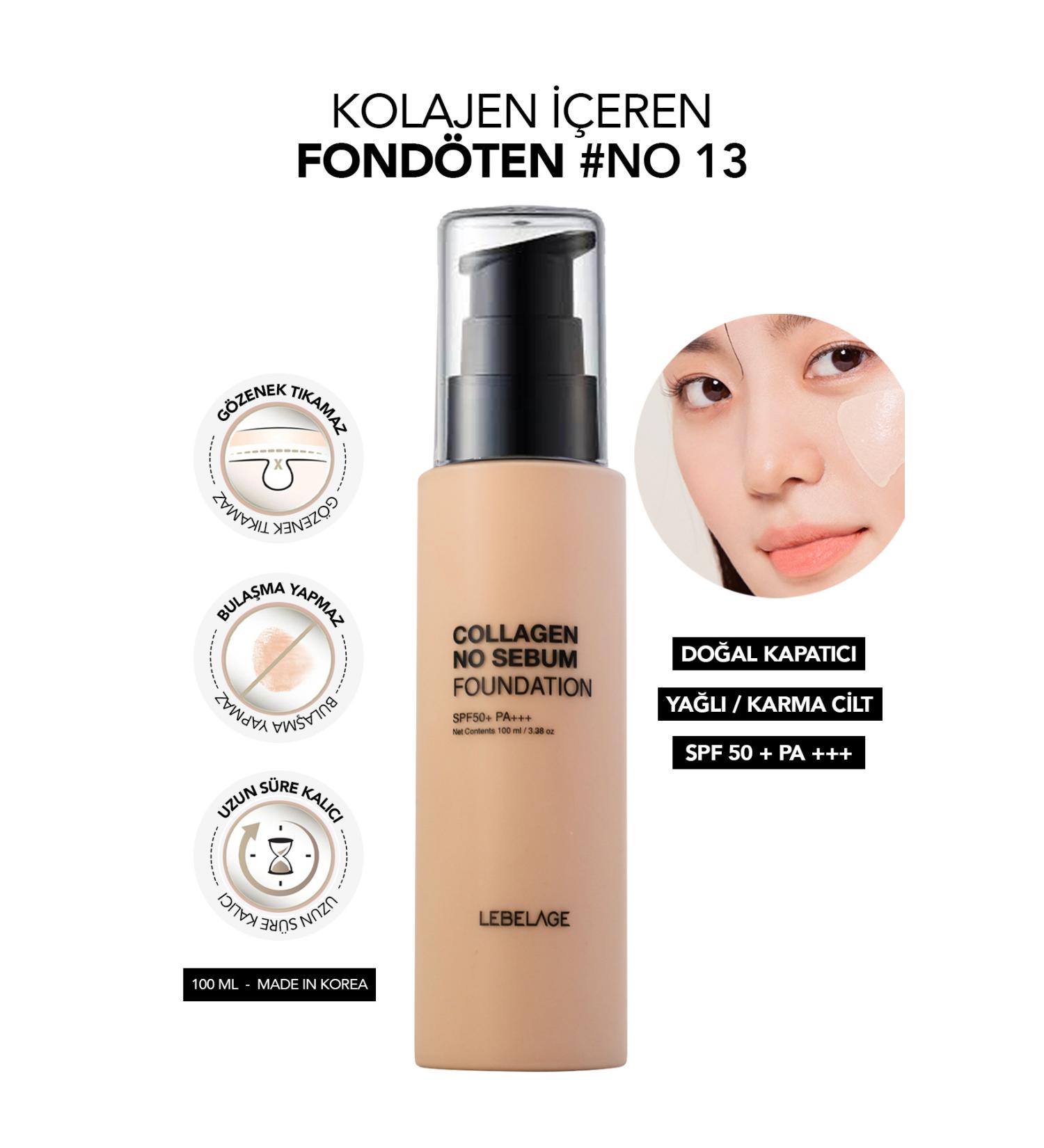 LEBELAGE Foundation for Oily and Combination Skin SPF 50+ PA +++ LEBELAGE Collagen No Sebum Foundation no: 13 - Buy Online on GoSupps.com