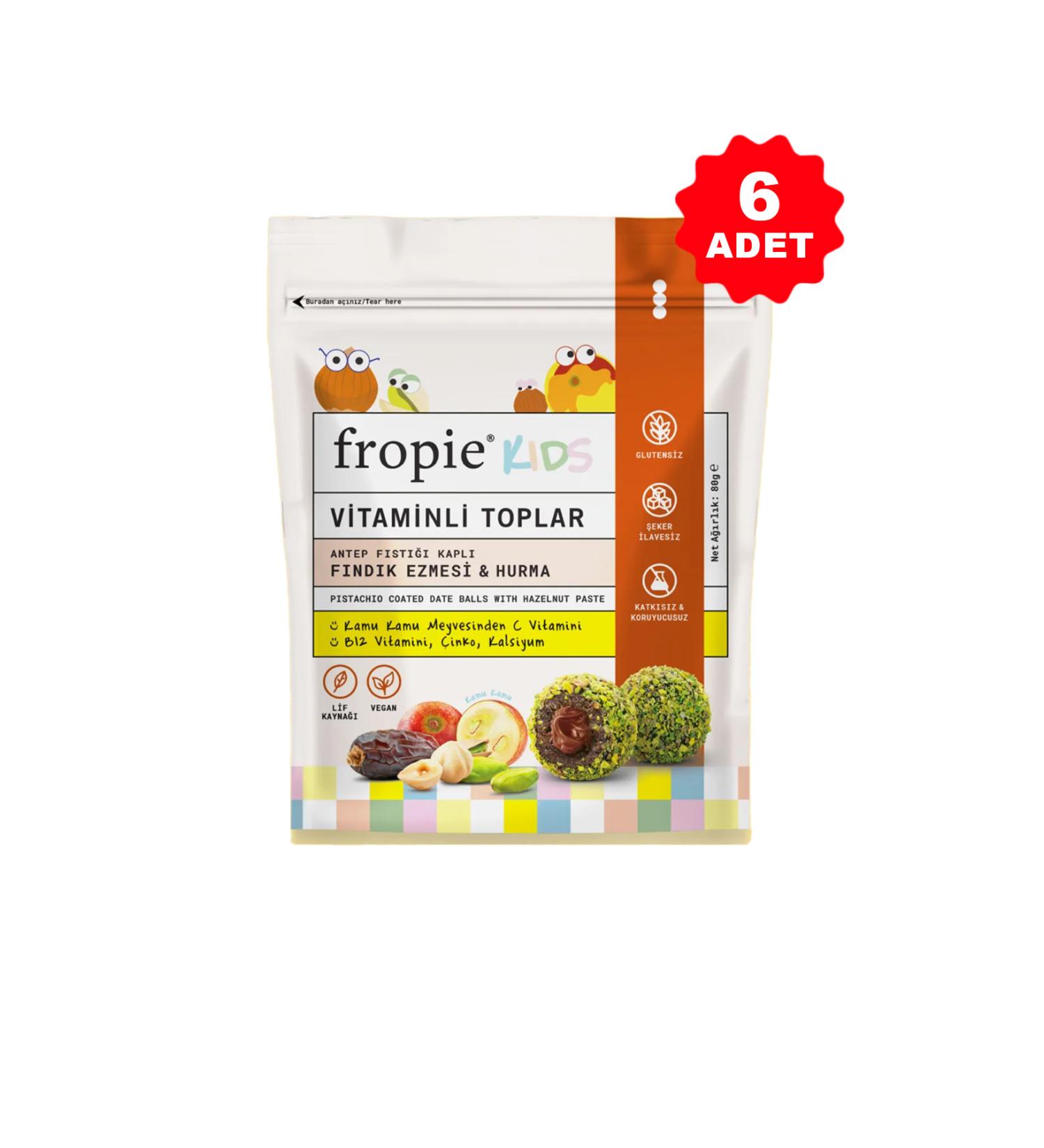 FROPIE Vitamin Kids Fruit Balls - Pistachio Coated & Hazelnut Paste 80 gr - 6 PIECES