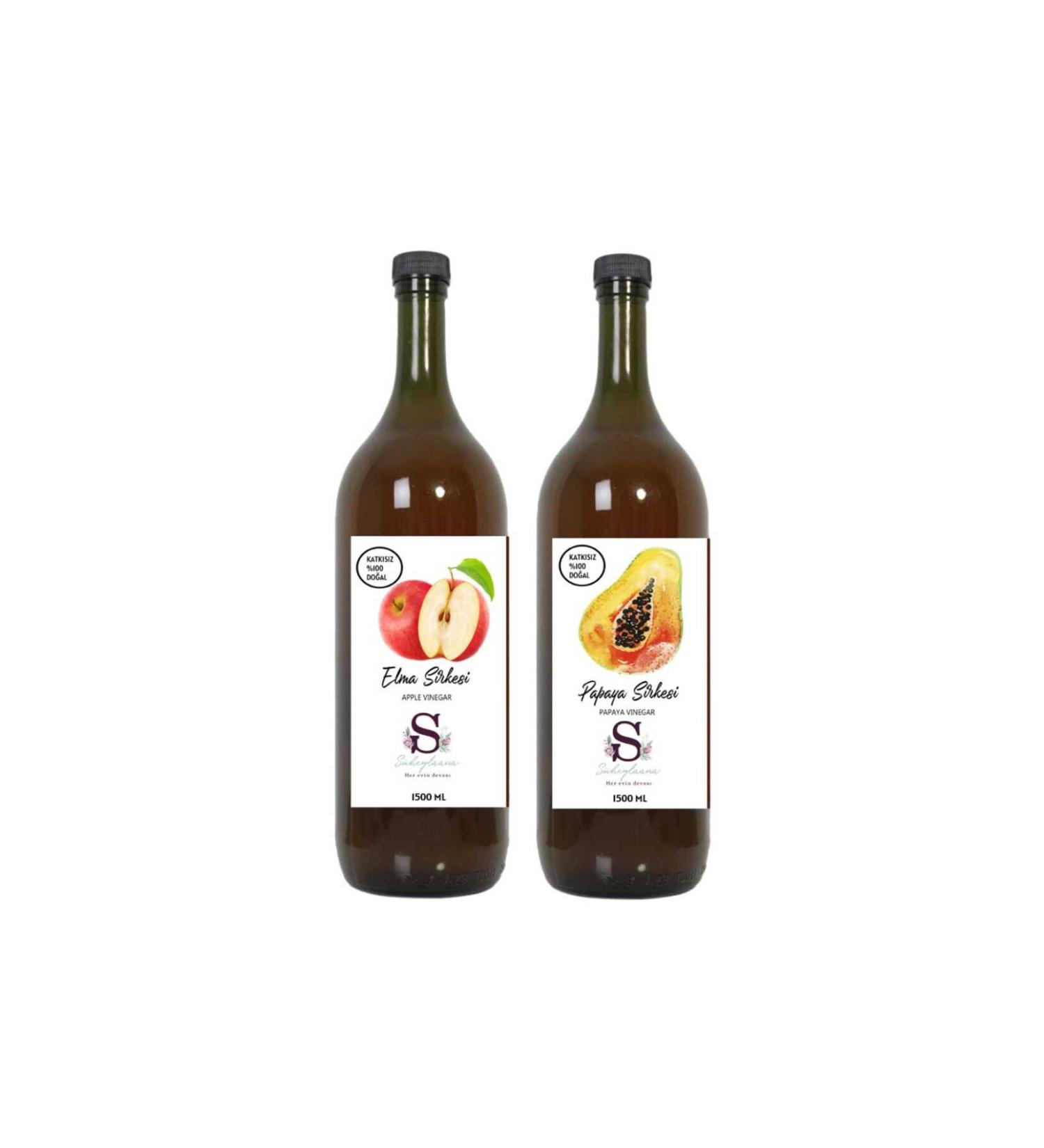 Suheylaana Natural Apple Vinegar 1500 Ml - Natural Papaya Vinegar 1500 Ml