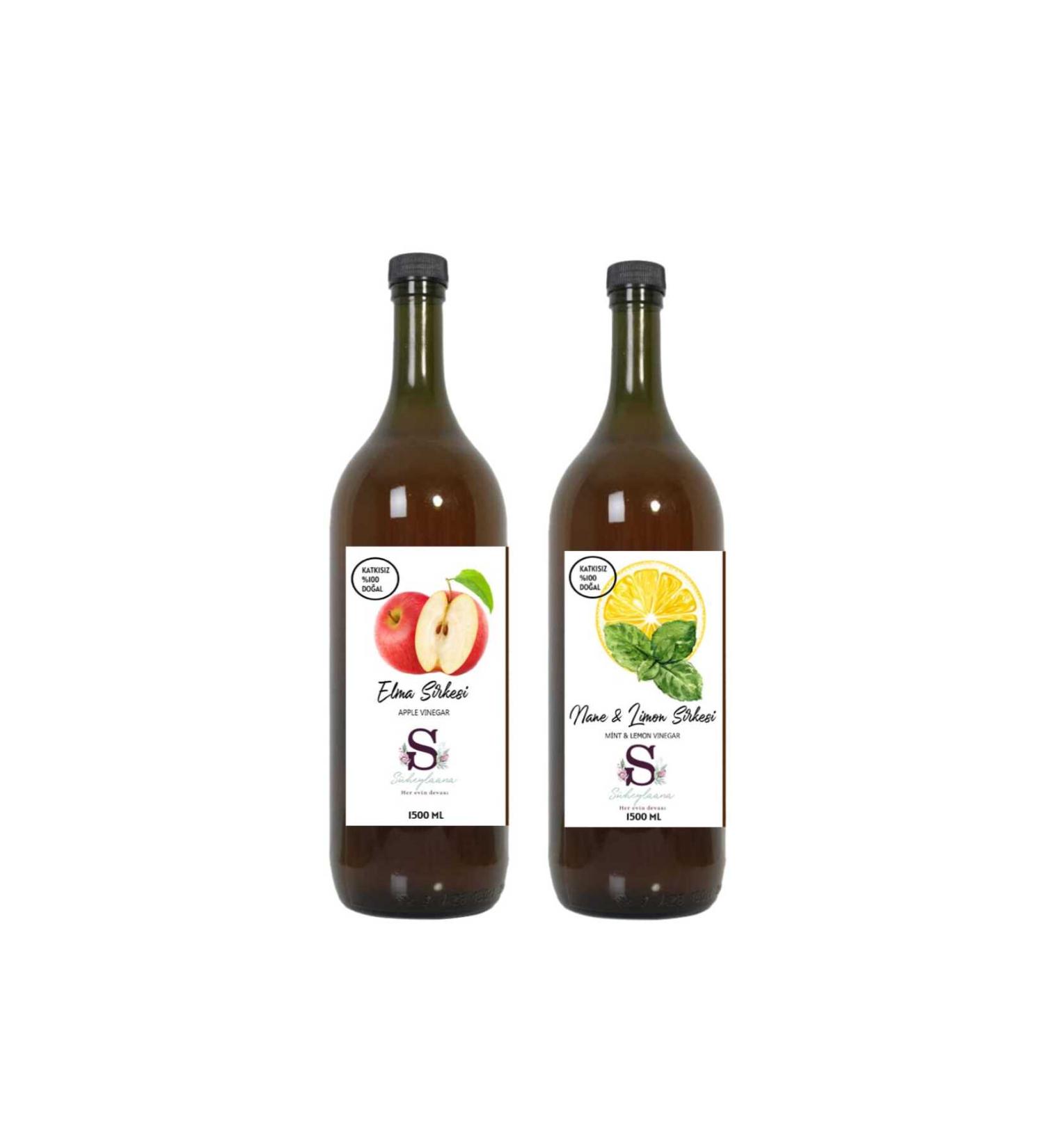 Suheylaana Natural Apple Cider Vinegar 1500 Ml - Natural Mint & Lemon Vinegar 1500 Ml