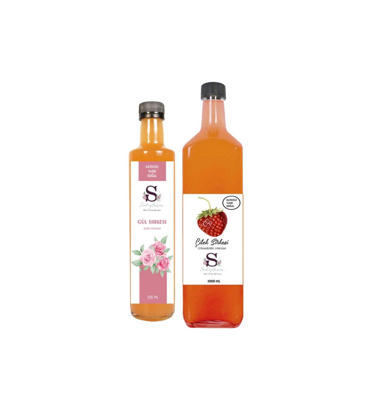 Suheylaana Natural Rose Vinegar 500 Ml - Natural Strawberry Vinegar 1000 Ml