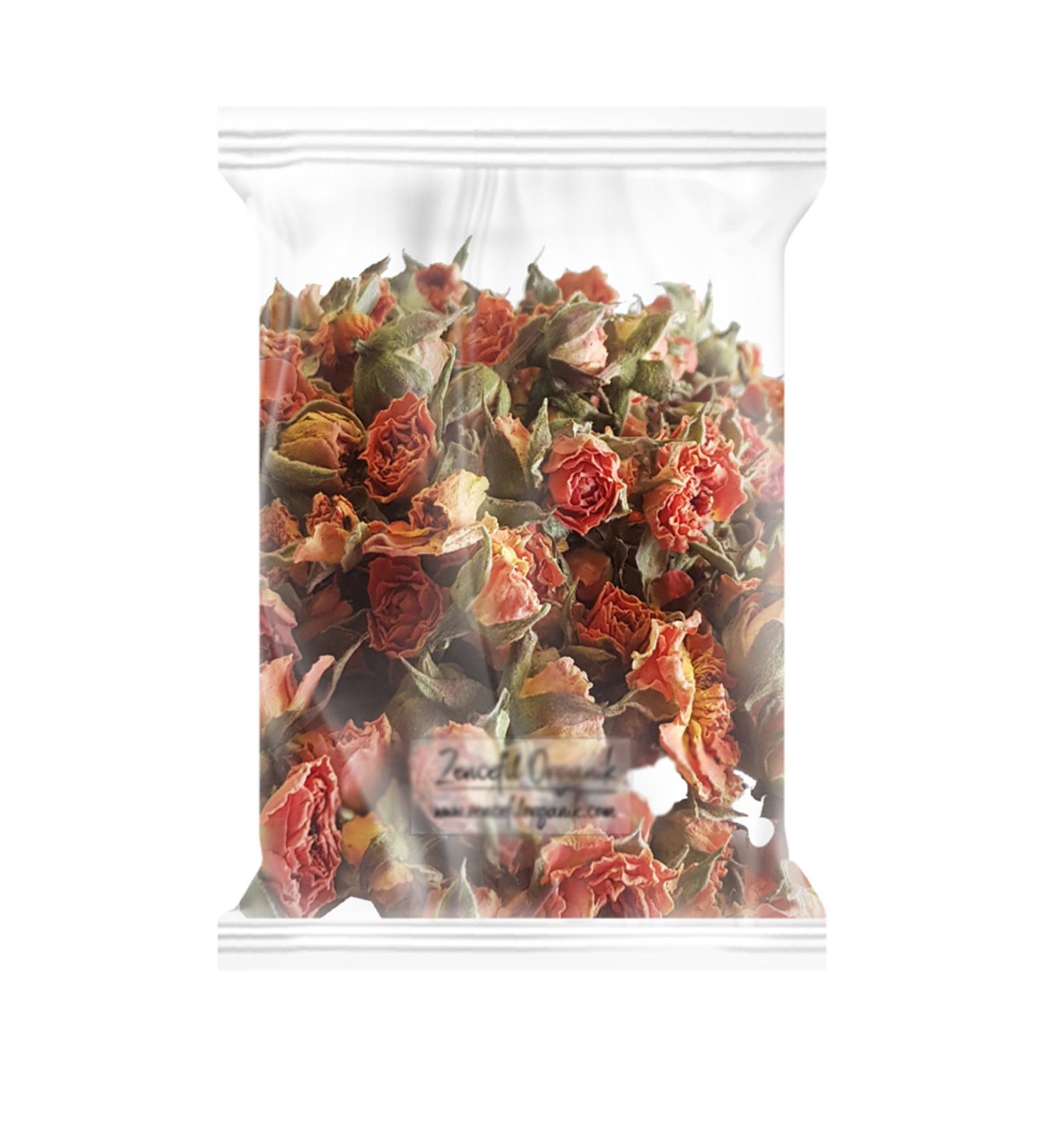 Ginger Organic Dried Orange Rose 1 Kg. Dried Rose Bud Pink's Mouth - Orange Color Dried Rose 1000 Gr.