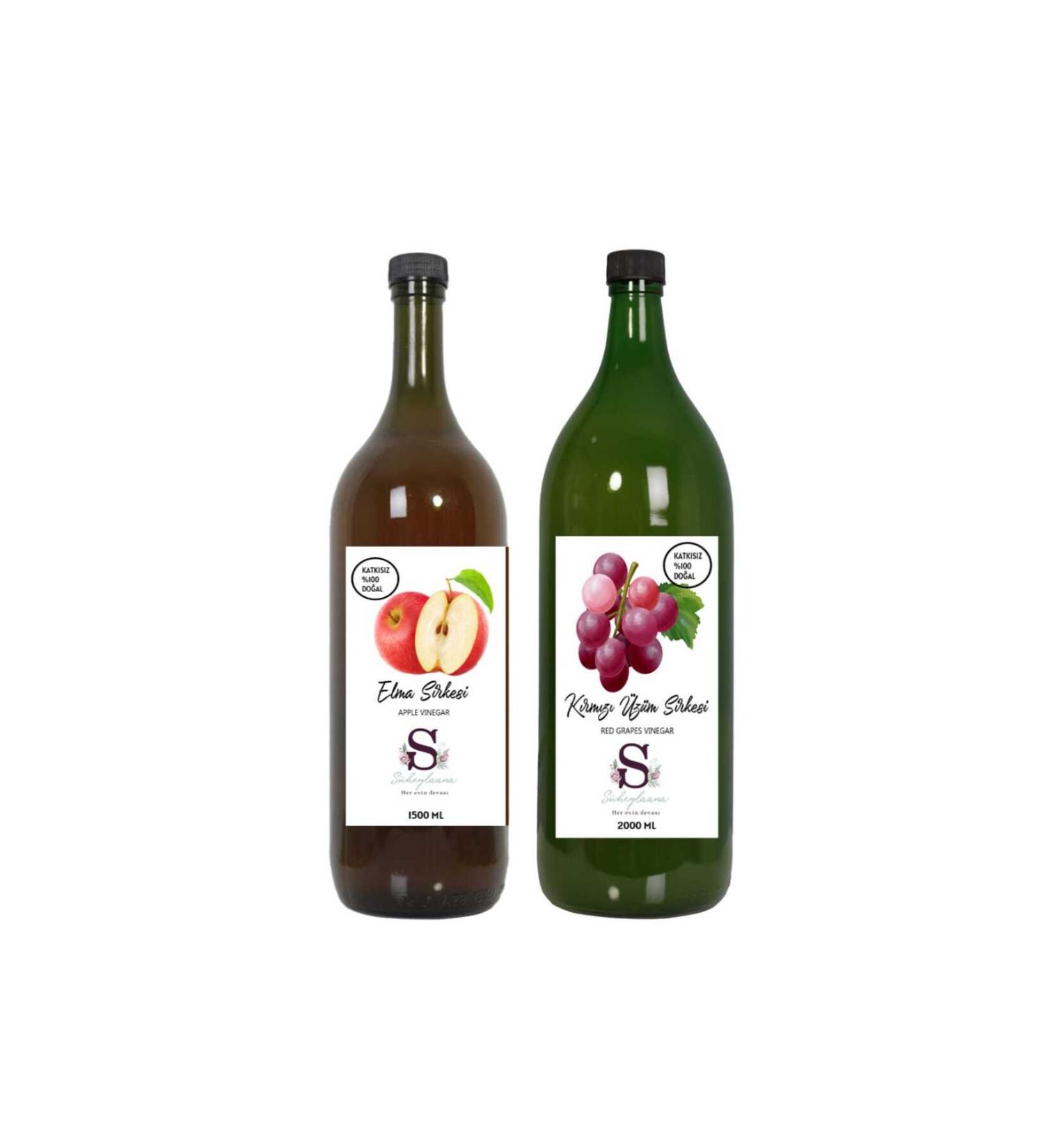 Suheylaana Natural Apple Vinegar 1500 Ml - Natural Red Grape Vinegar 2000 Ml