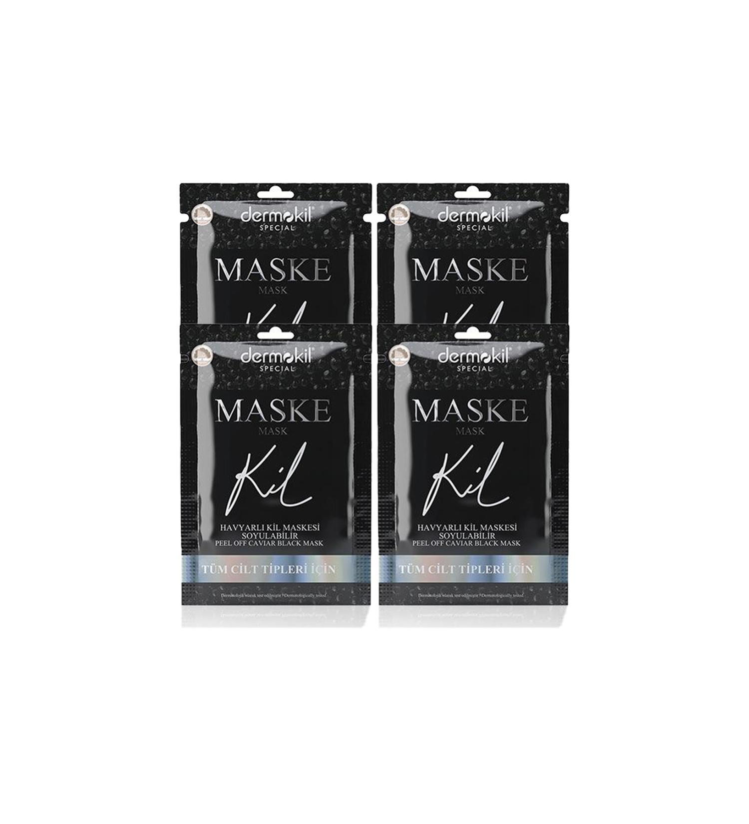 Dermokil DERMOKL Peelable Caviar Black Clay Face Mask 15 ml (For All Skin Types) 4 Pieces - Buy Online on GoSupps.com