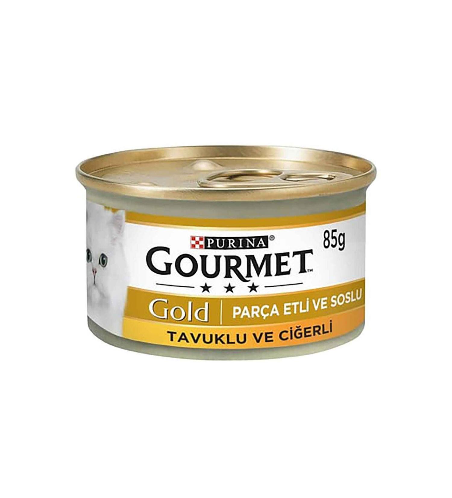 Gourmet Gold Piece Meat and Sauce Chicken and Liver Cat Canned Food - 85 gr X 24 Pcs