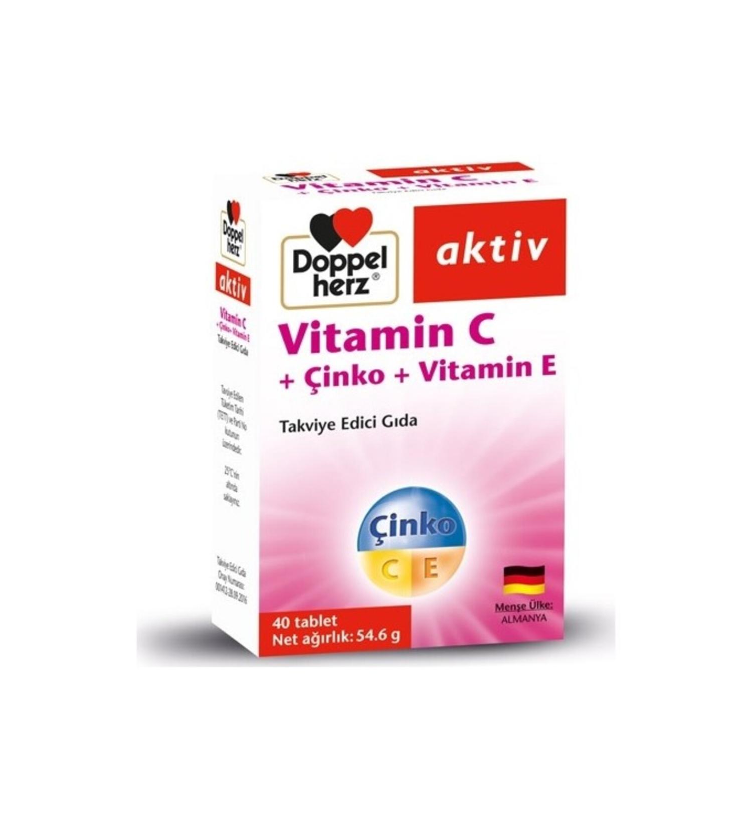 Doppelherz Doppel Herz Active Vitamin C + Zinc + Vitamin E 40 Tablets