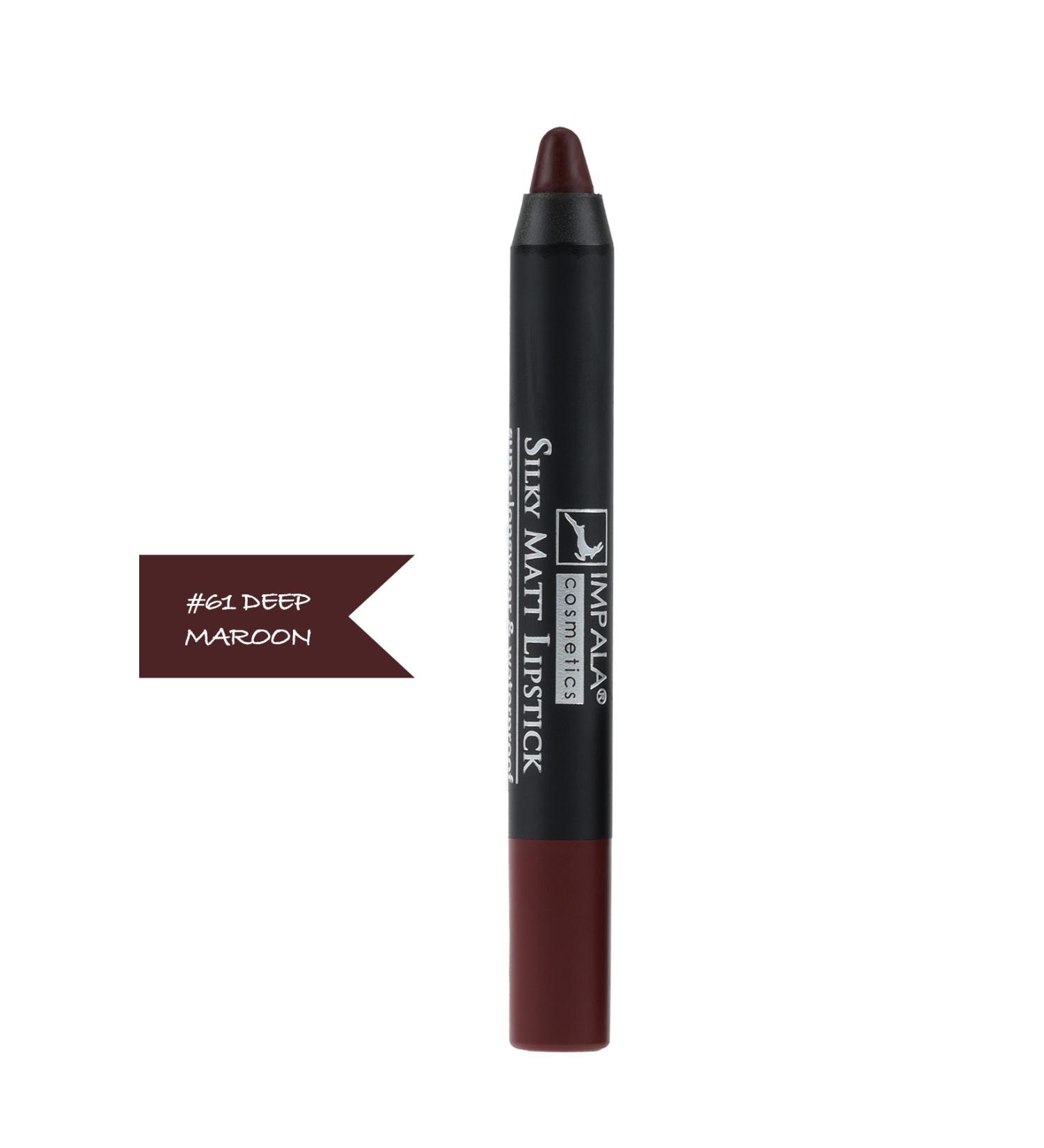 IMPALA Lip Pencil - Silky Matt Lipstick - Long Lasting & Waterproof No 61 deep maroon