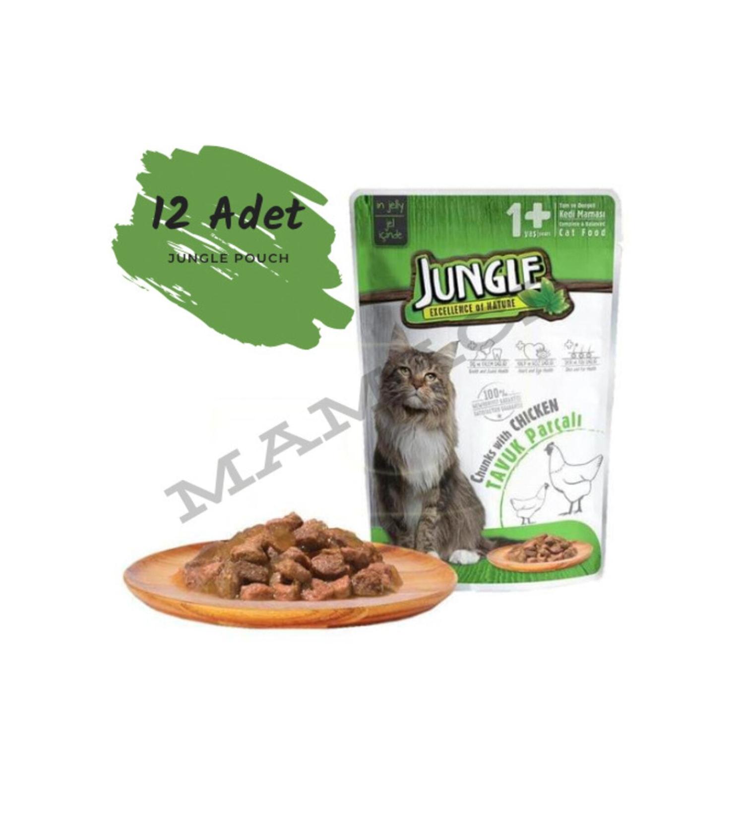 Jungle Pouch Chicken Adult Cat Food 100 gr X 12 Pieces