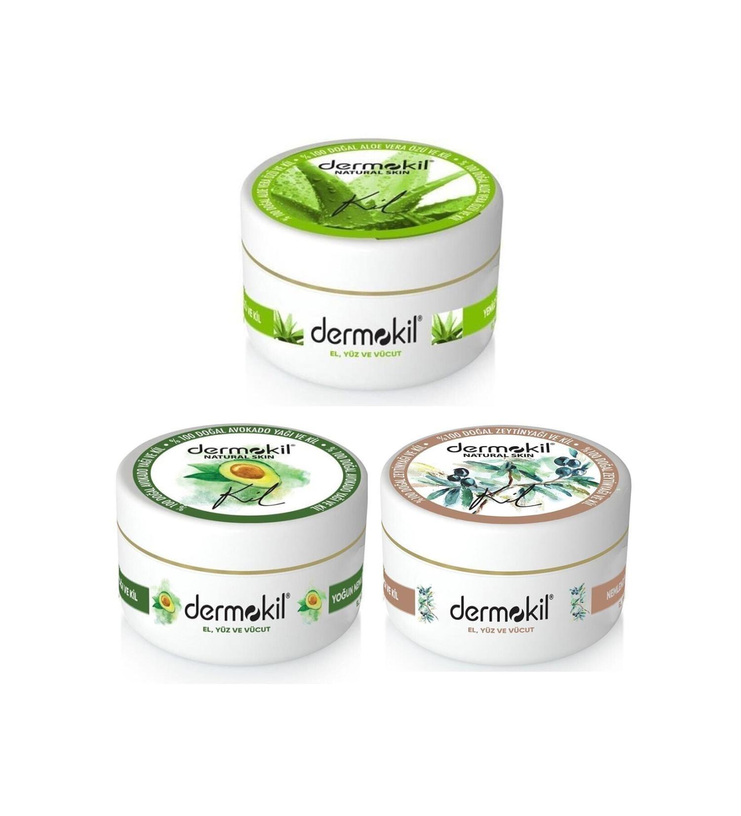 Dermokil Hand and Face Cream Aloe Vera-Avocado-Olive Oil 300ml 3-Piece Set