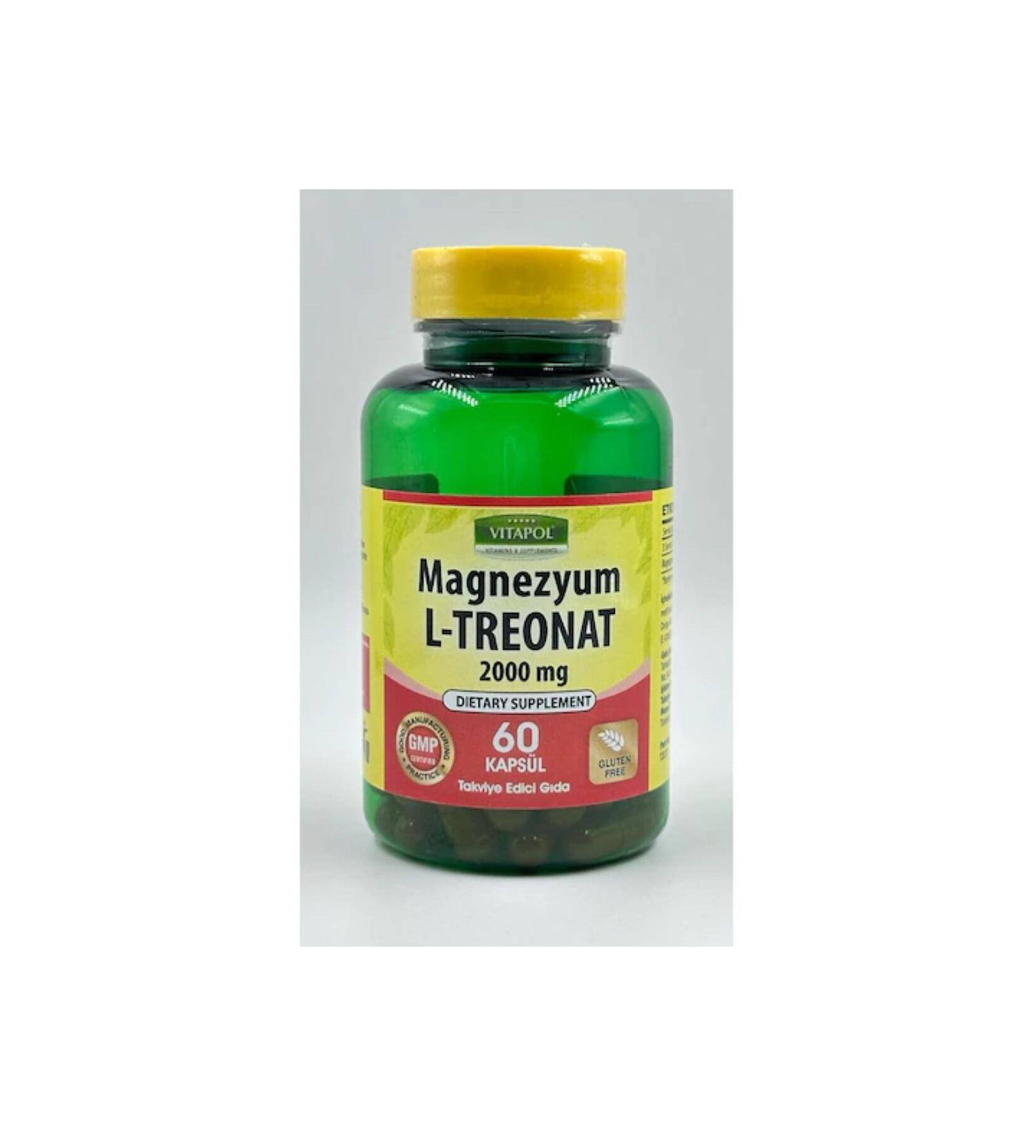 Vitapol Magnesium L-Threonate 2000 Mg Dietary Supplement 60 Capsules