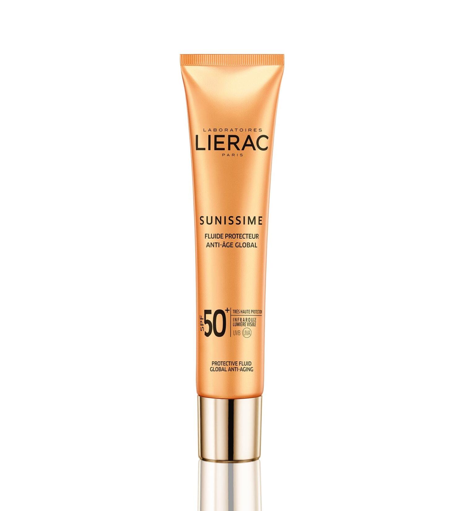Lierac Face and Cleavage Area Global Anti-Aging Protective Fluid Spf 50 Sun Cream 40 Ml.