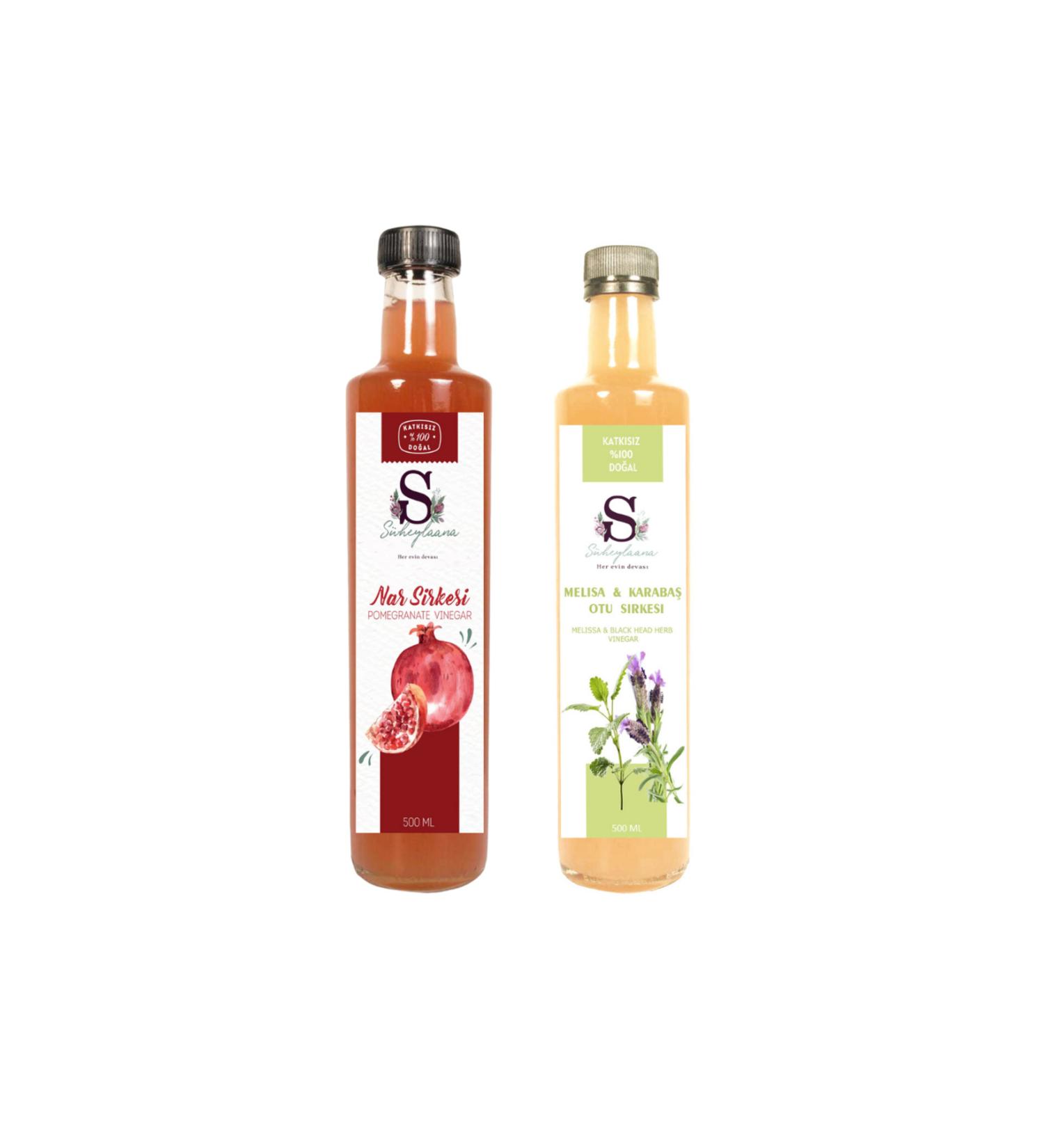 Suheylaana Natural Pomegranate Vinegar 500 Ml - Natural Melissa & Black Pepper Vinegar 500 Ml