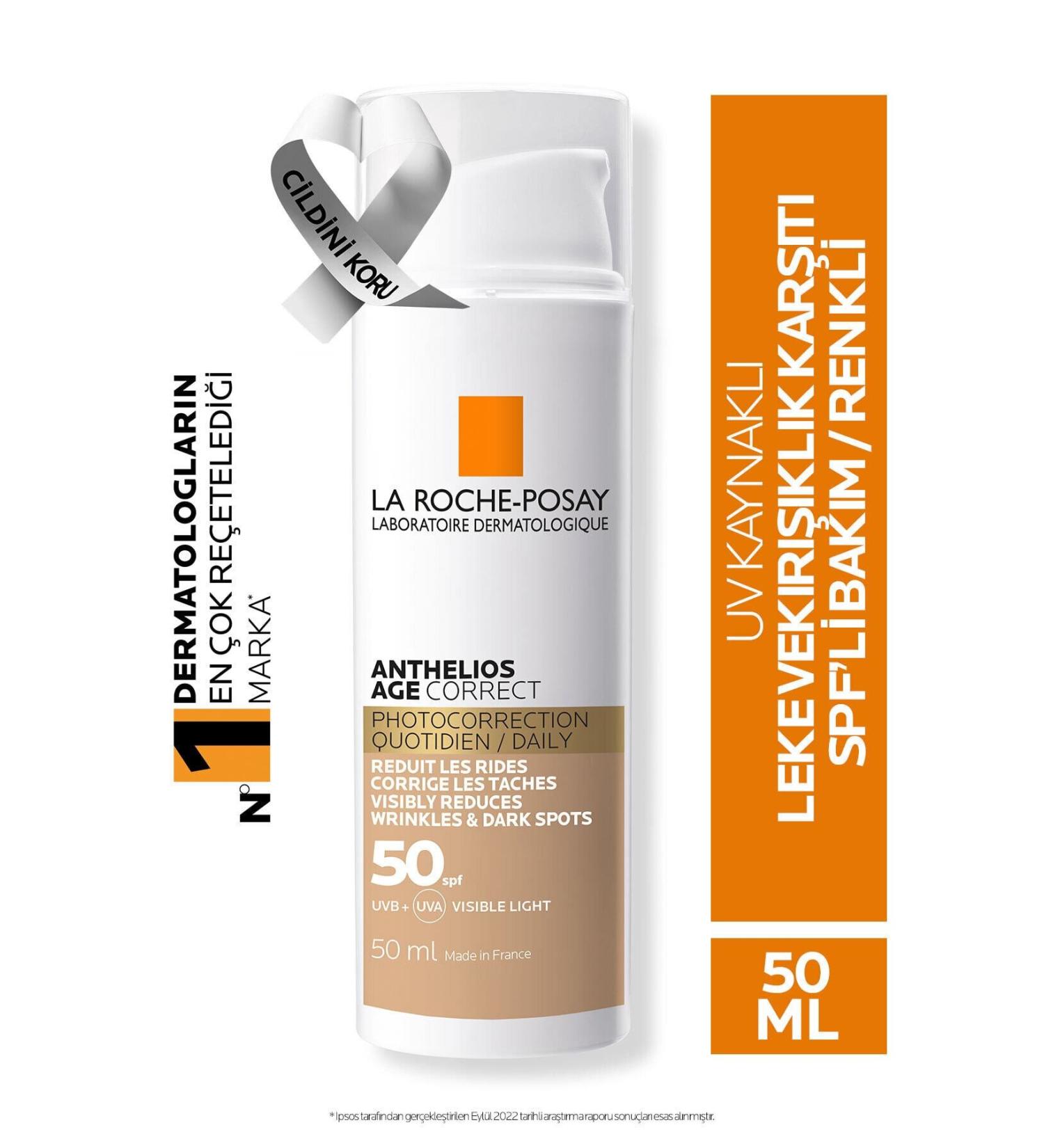 La Roche Posay Anthelios Age Correct Spf50 Face Sun Cream with Color Concealer 50 ml SUNCRM12 - Buy Online on GoSupps.com