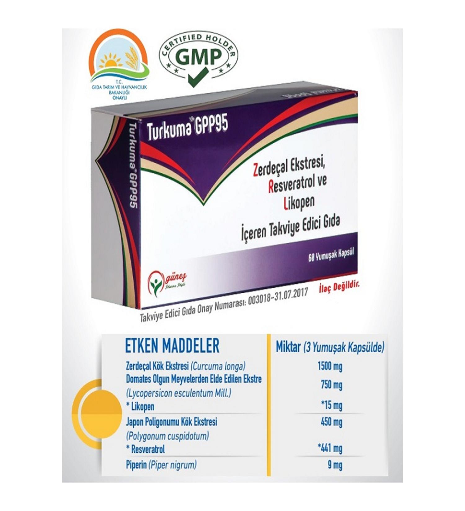 Turkuma Gpp95 Turmeric Extract Resveratrol And Lycopene 60 Softgel Capsules - Buy Online on GoSupps.com