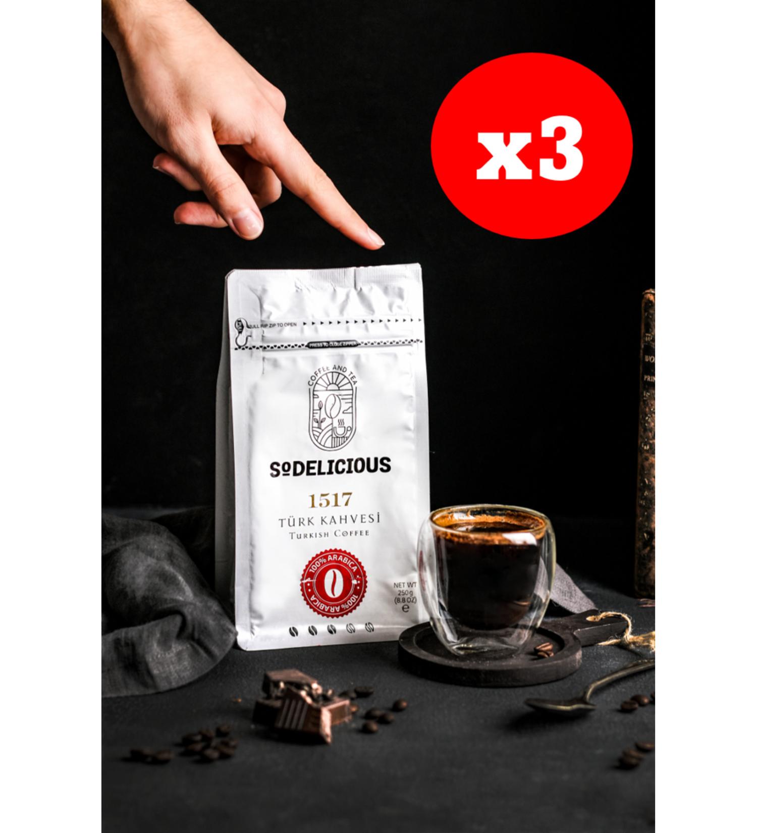 SODELICIOUS COFFEE TEA Turkish Coffee 1517 - 3" Package Total 750 gr