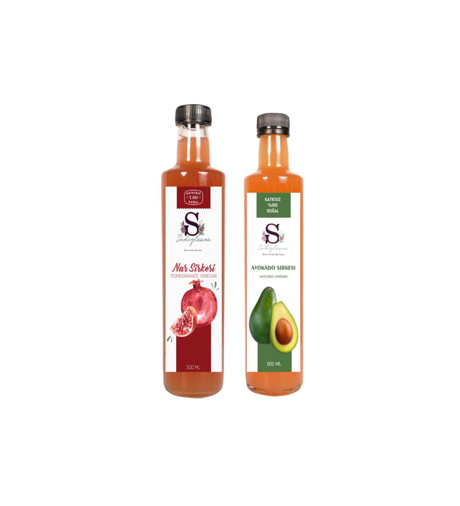 Suheylaana Natural Pomegranate Vinegar 500 Ml - Natural Avocado Vinegar 500 Ml