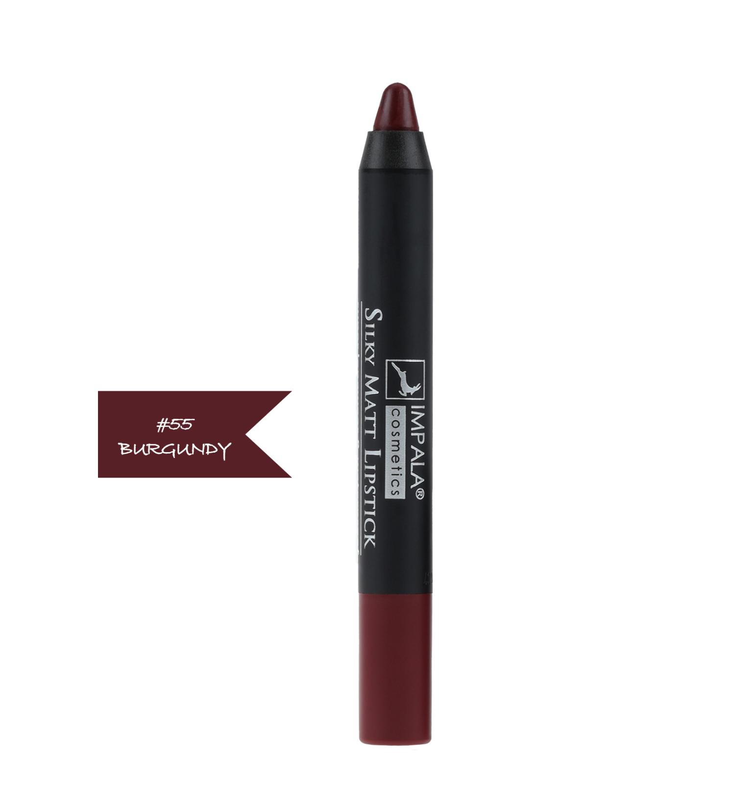 IMPALA Lip Pencil - Silky Matt Lipstick - Long Lasting & Waterproof No 55 burgundy