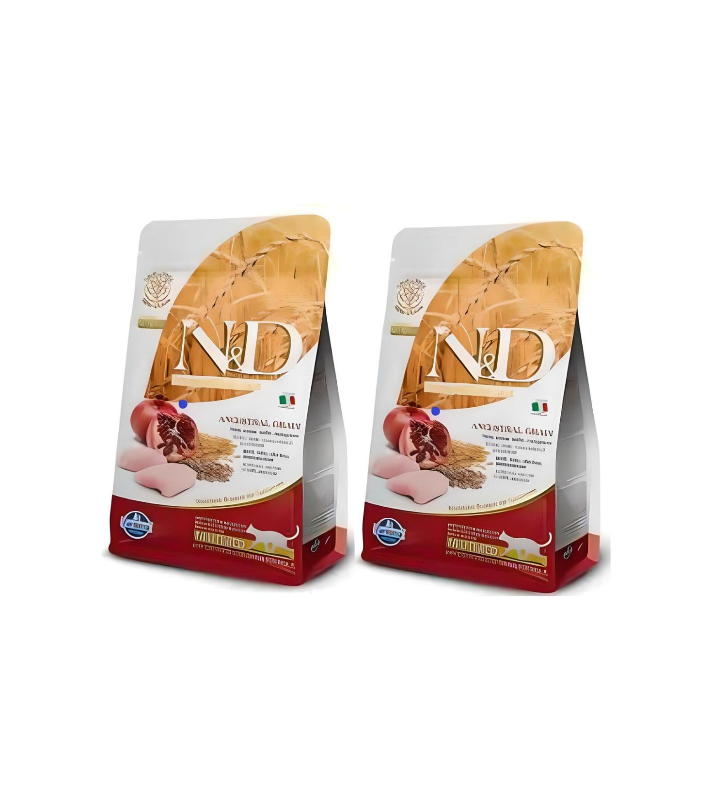 N & D Low Grain Chicken and Pomegranate Sterilized Adult Cat Food 2X1.5 Kg