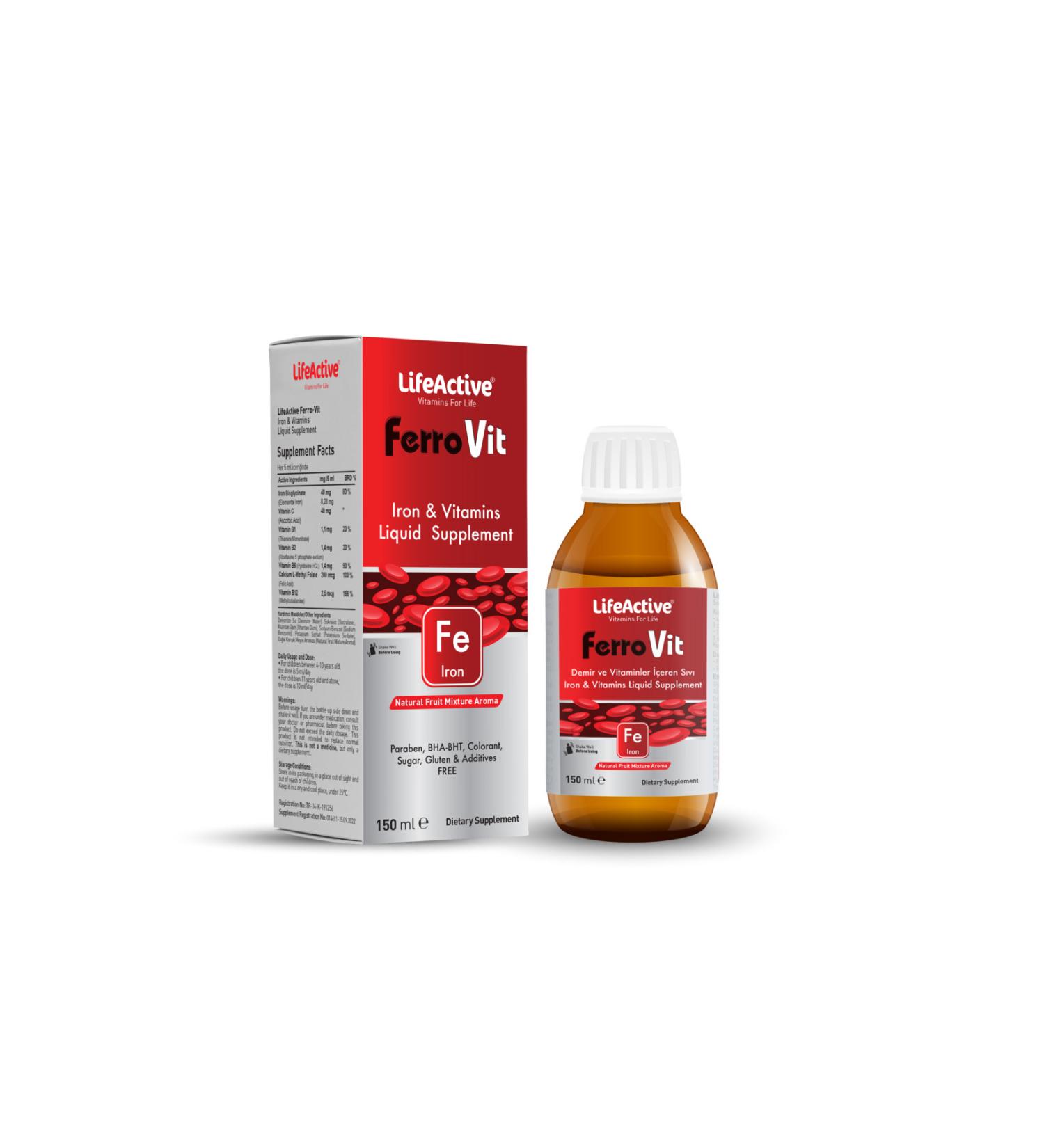 LifeActive FerroVit Iron and Vitamin Containing 150 Ml Liquid Food Supplement