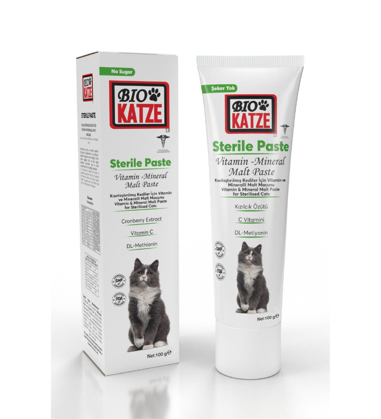 BIOKATZE Malt Paste for Sterilized Neutered Cats 100gr (fur health supporter) - Buy Online on GoSupps.com