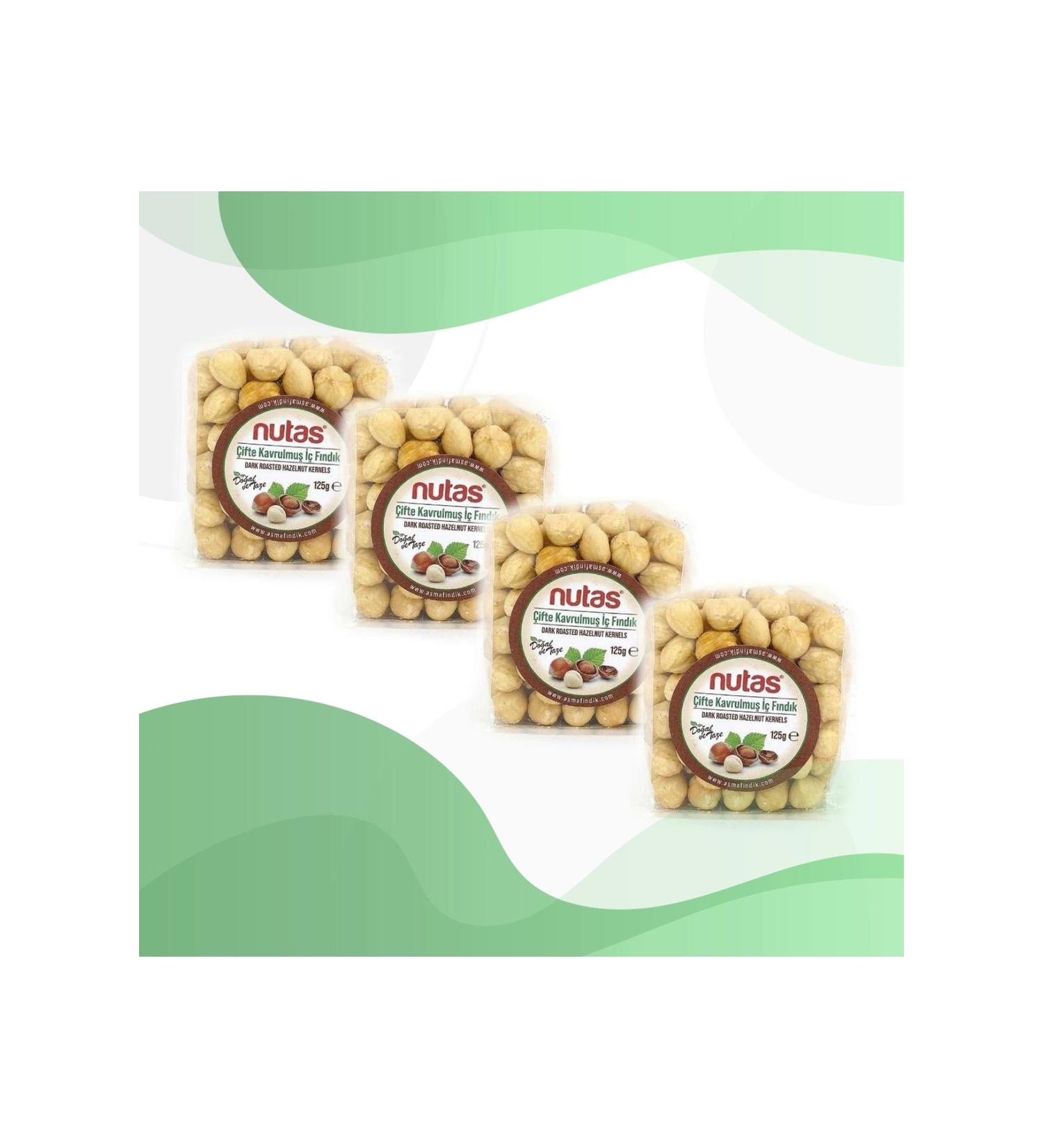 Nutas Double Roasted Hazelnut Kernels 125g Pack X4