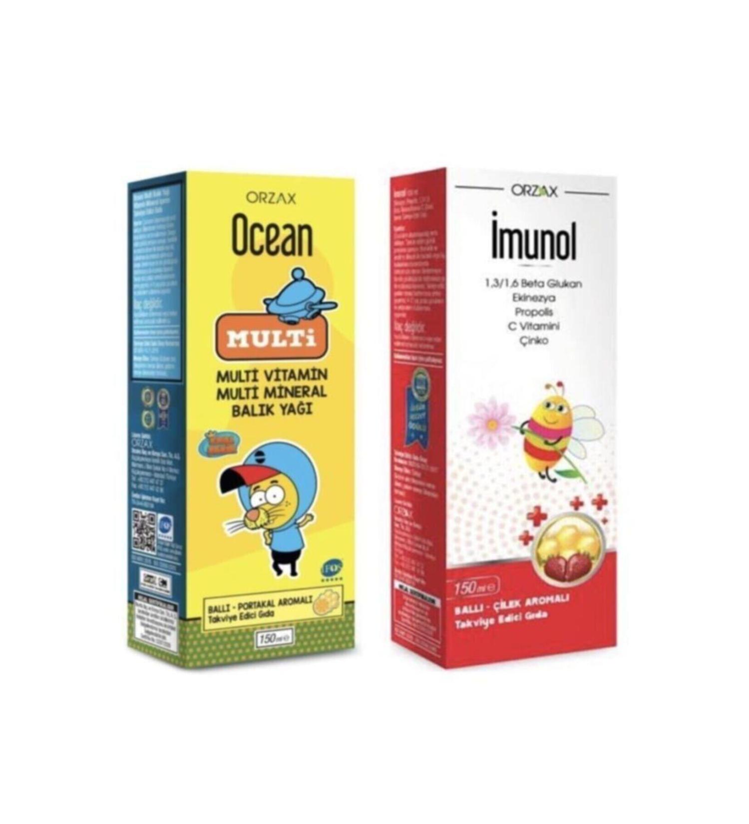 IMUNOL Omega 3 Fish Oil Multi Syrup Honey Orange 150 ml (King Shakir) + Imunol Syrup 150 ml
