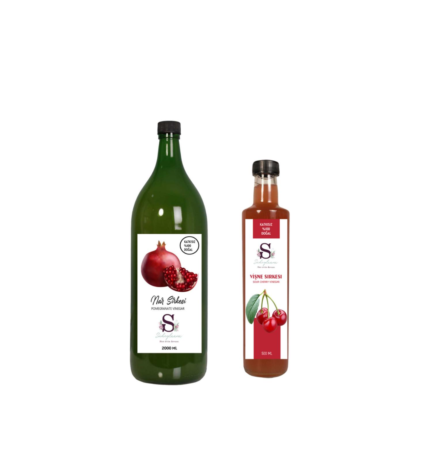 Suheylaana Natural Pomegranate Vinegar 2000 Ml - Natural Cherry Vinegar 500 Ml
