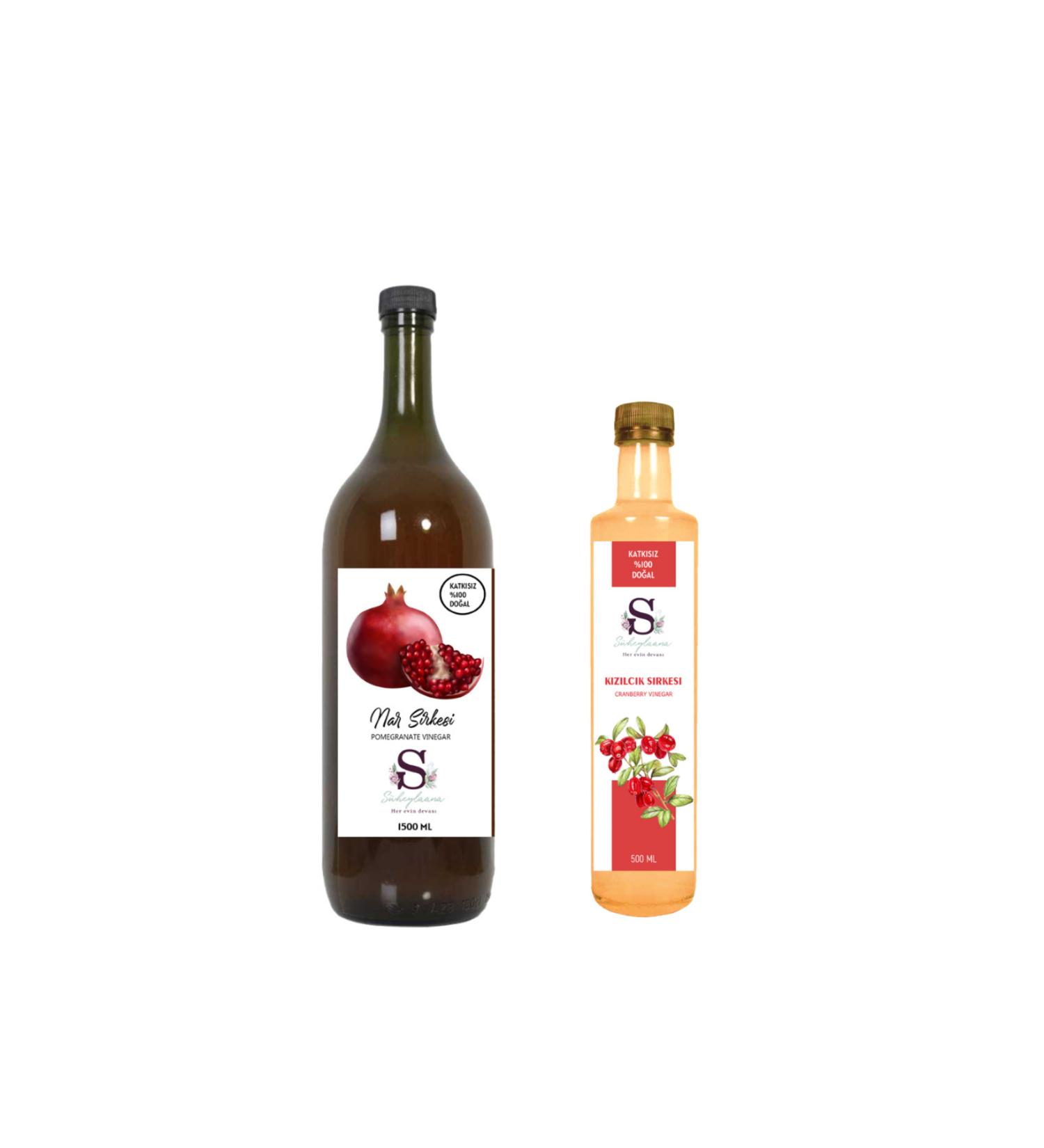 Suheylaana Natural Pomegranate Vinegar 1500 Ml - Natural Cranberry Vinegar 500 Ml